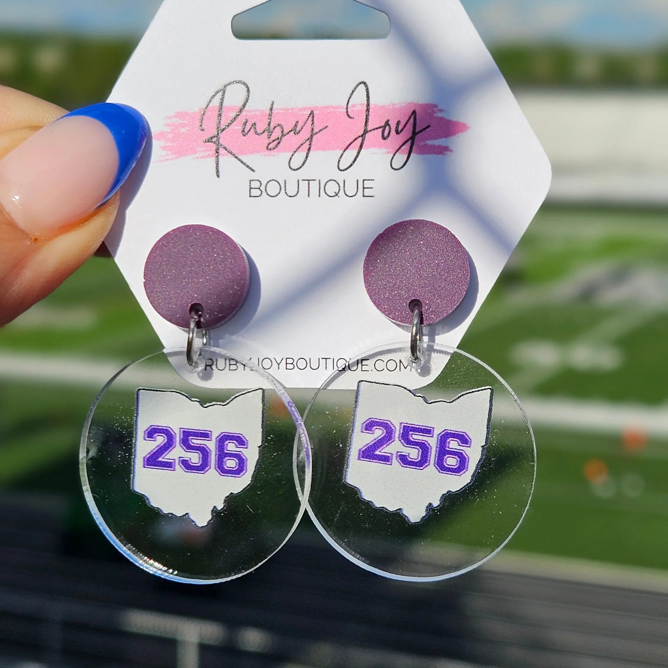 Shop 256 Clear Logo Game Day Earrings- at Ruby Joy Boutique, a Women's Clothing Store in Pickerington, Ohio