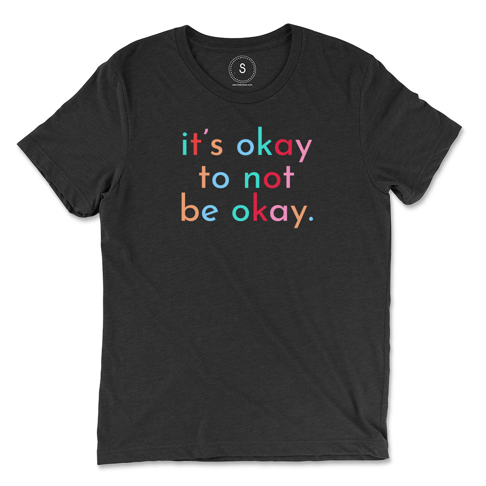 Shop It's Okay Classic Tee | Kind Cotton-Charcoal at Ruby Joy Boutique, a Women's Clothing Store in Pickerington, Ohio