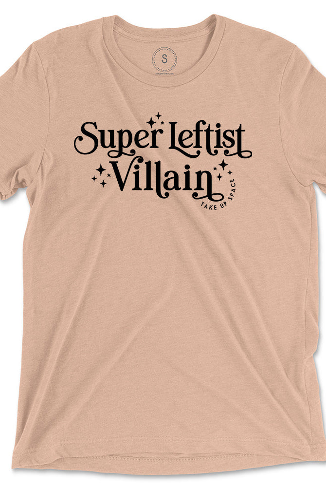 Shop Super Leftist Villain Classic Tee-Tan at Ruby Joy Boutique, a Women's Clothing Store in Pickerington, Ohio