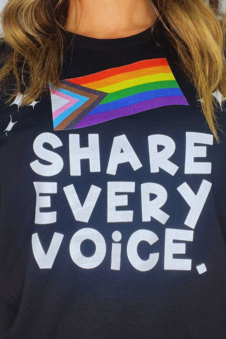 Shop Share Every Voice Classic Tee- at Ruby Joy Boutique, a Women's Clothing Store in Pickerington, Ohio