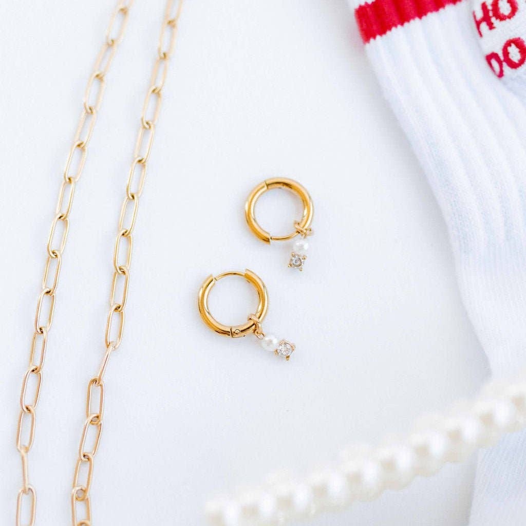 Shop Huggie Charm Earrings - Jo Gold- at Ruby Joy Boutique, a Women's Clothing Store in Pickerington, Ohio