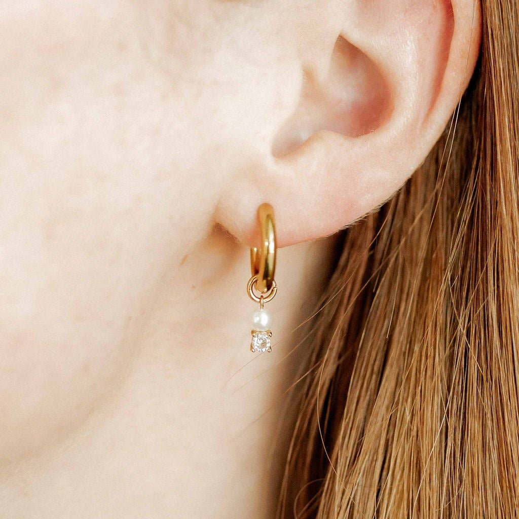 Shop Huggie Charm Earrings - Jo Gold- at Ruby Joy Boutique, a Women's Clothing Store in Pickerington, Ohio