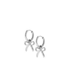 Shop Sadie Bow Huggie Charm Earrings - Silver- at Ruby Joy Boutique, a Women's Clothing Store in Pickerington, Ohio