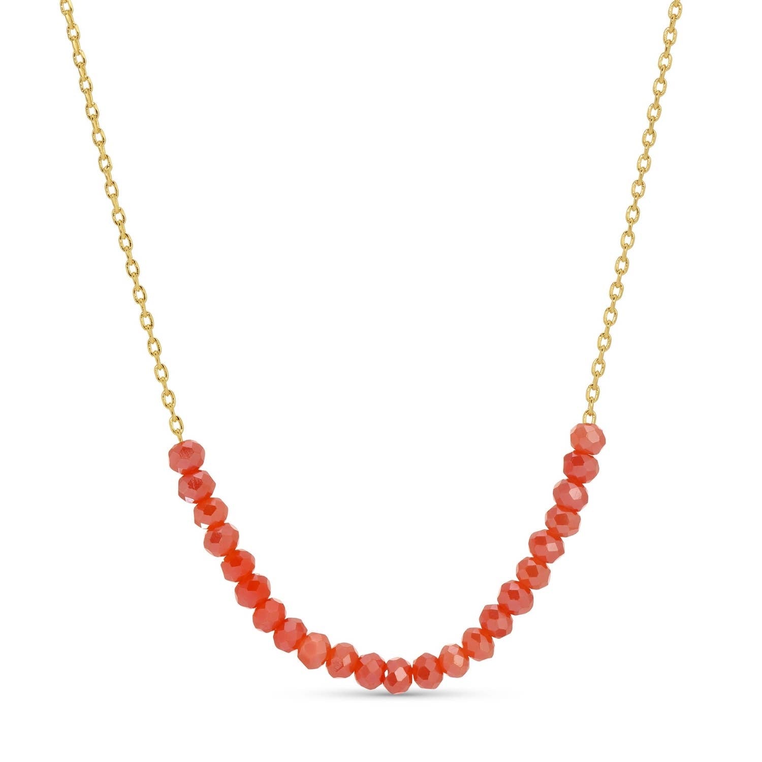 Shop Delicate Crystal Accented Necklace | 3 Colors-Coral at Ruby Joy Boutique, a Women's Clothing Store in Pickerington, Ohio