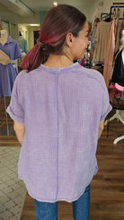 Shop Acid Wash Gauze Top - Lavender- at Ruby Joy Boutique, a Women's Clothing Store in Pickerington, Ohio