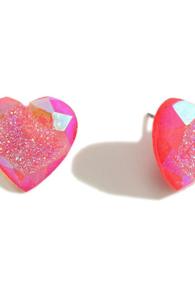Shop Acrylic Druzy Heart Earrings-Earrings at Ruby Joy Boutique, a Women's Clothing Store in Pickerington, Ohio