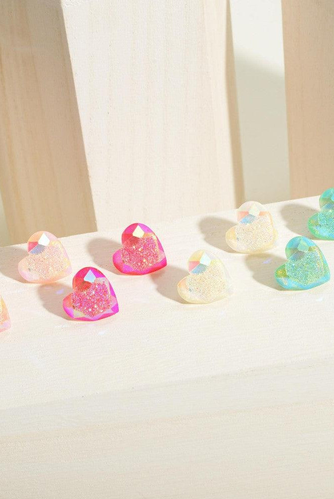 Shop Acrylic Druzy Heart Earrings-Earrings at Ruby Joy Boutique, a Women's Clothing Store in Pickerington, Ohio