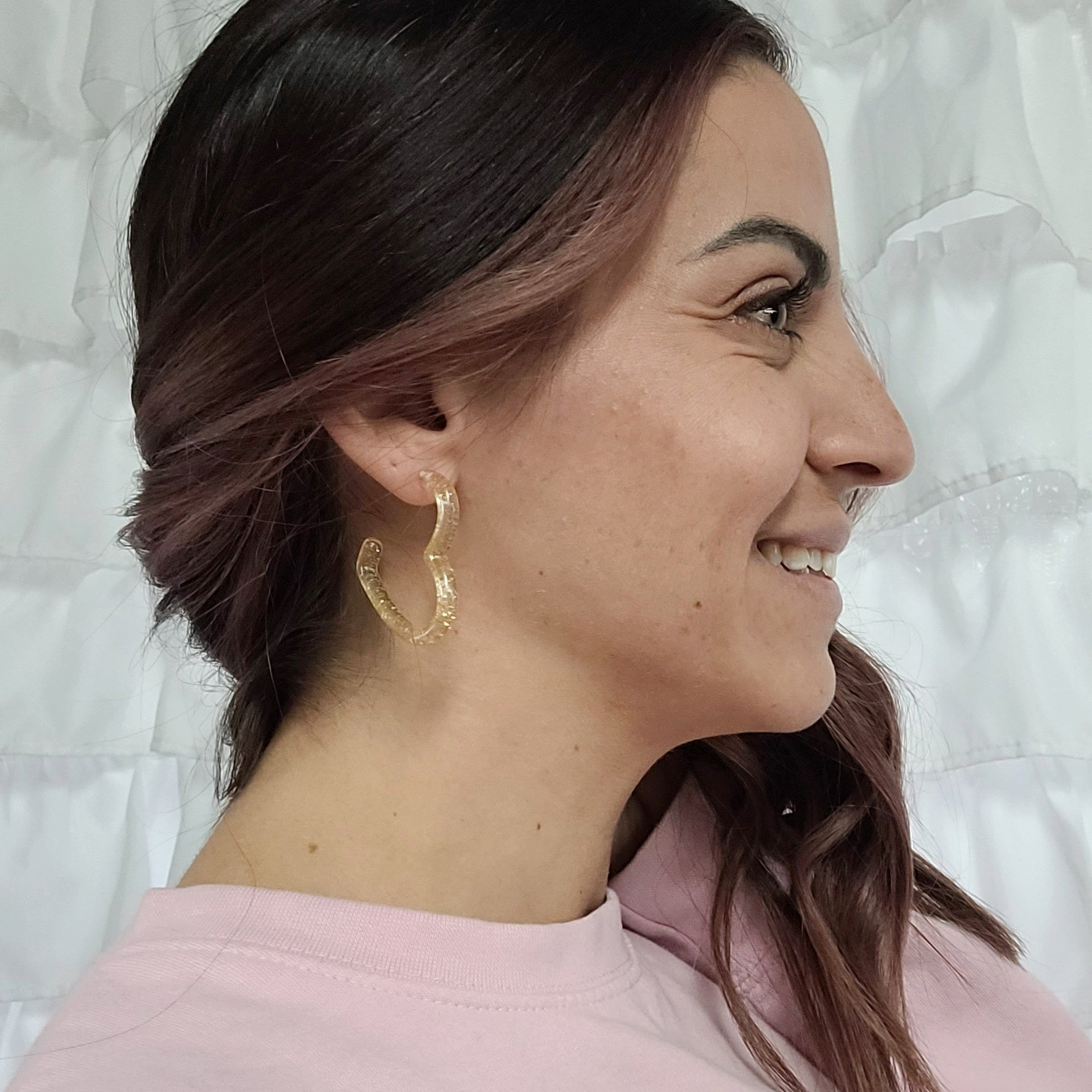 Shop Acrylic Heart Hoops-Earrings at Ruby Joy Boutique, a Women's Clothing Store in Pickerington, Ohio