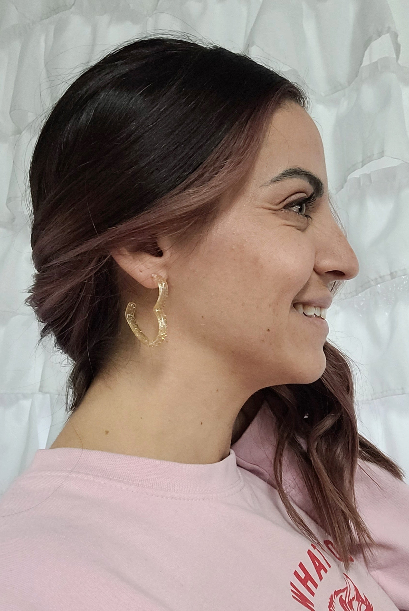 Shop Acrylic Heart Hoops-Earrings at Ruby Joy Boutique, a Women's Clothing Store in Pickerington, Ohio