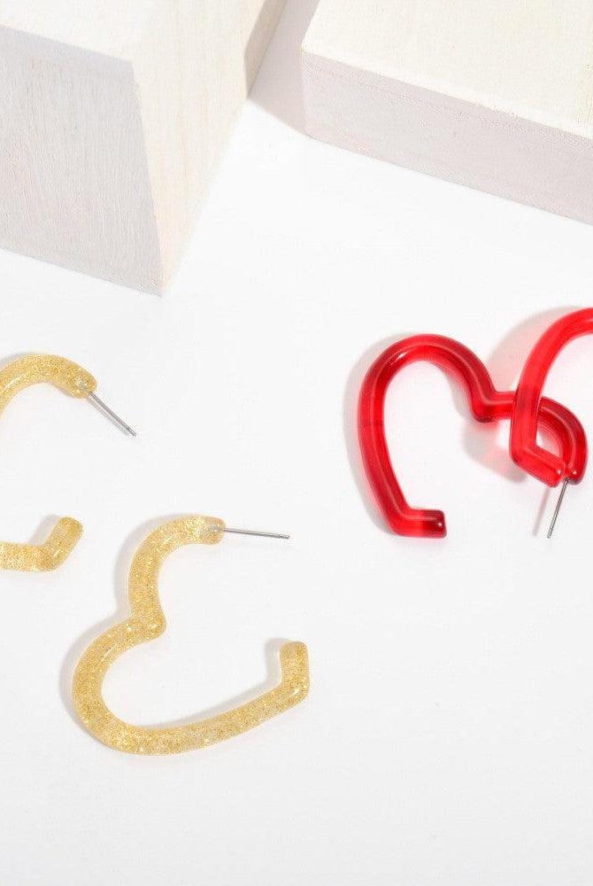 Shop Acrylic Heart Hoops-Earrings at Ruby Joy Boutique, a Women's Clothing Store in Pickerington, Ohio