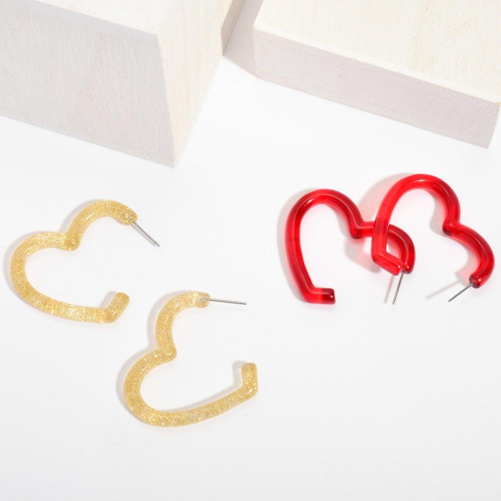 Shop Acrylic Heart Hoops-Earrings at Ruby Joy Boutique, a Women's Clothing Store in Pickerington, Ohio