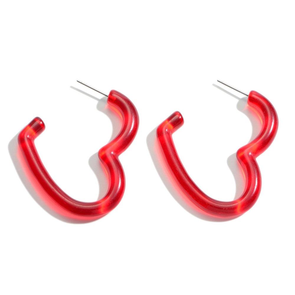 Shop Acrylic Heart Hoops-Earrings at Ruby Joy Boutique, a Women's Clothing Store in Pickerington, Ohio