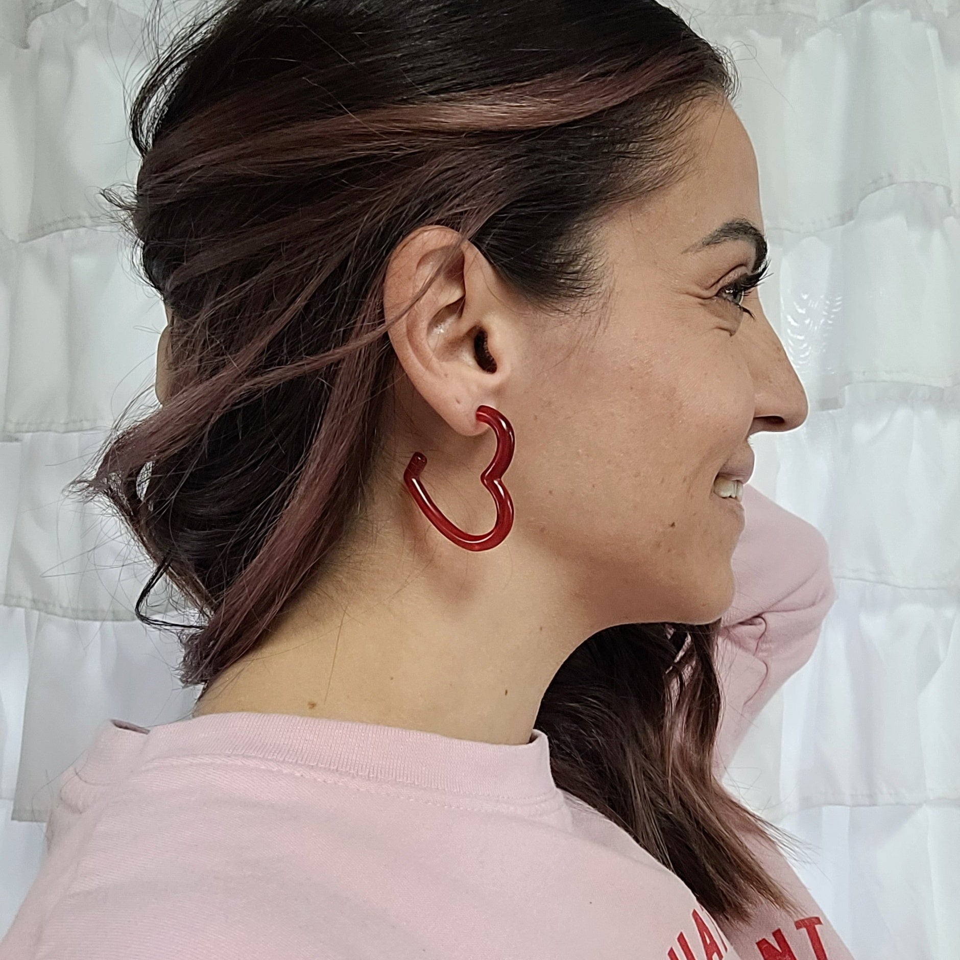 Shop Acrylic Heart Hoops-Earrings at Ruby Joy Boutique, a Women's Clothing Store in Pickerington, Ohio