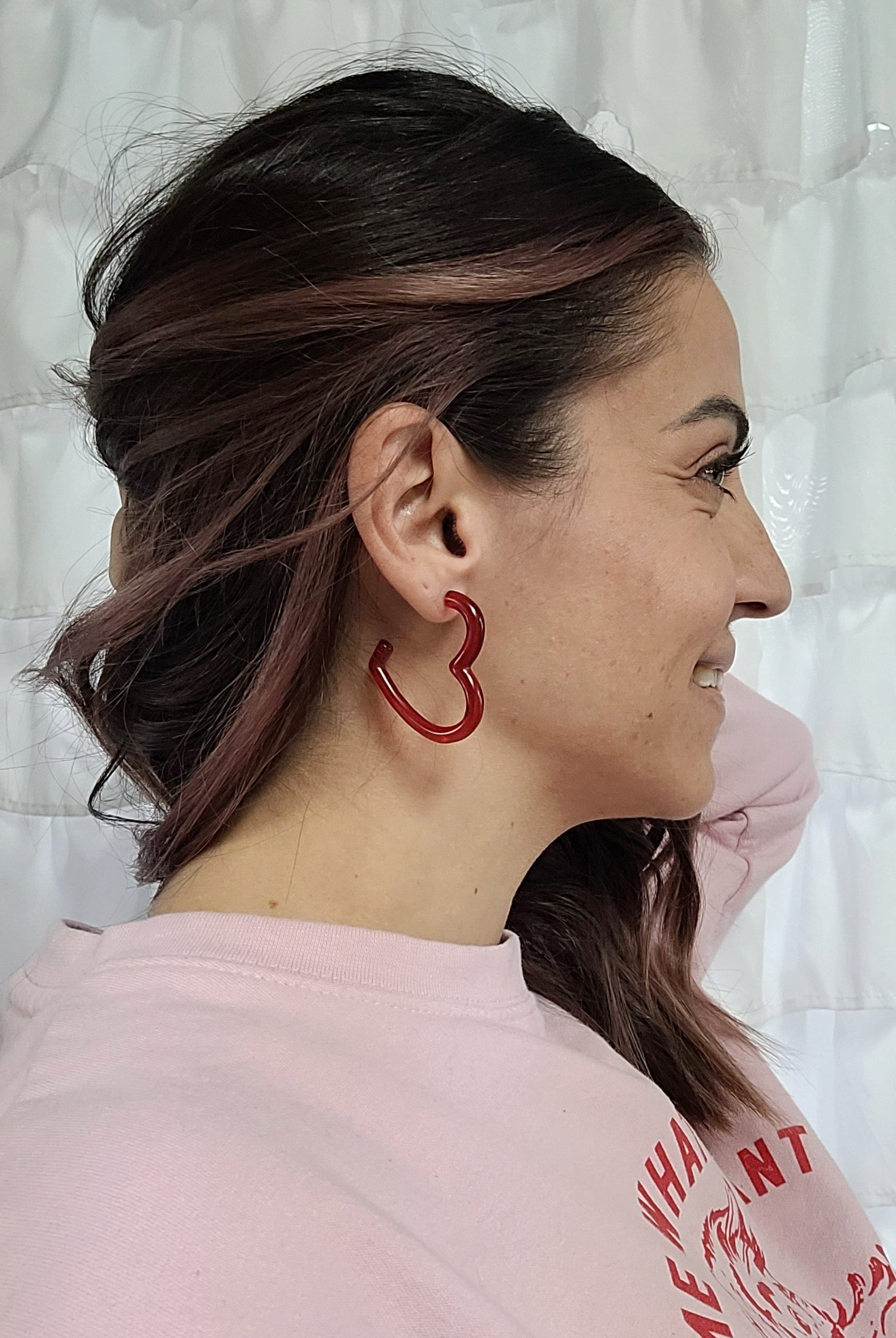 Shop Acrylic Heart Hoops-Earrings at Ruby Joy Boutique, a Women's Clothing Store in Pickerington, Ohio