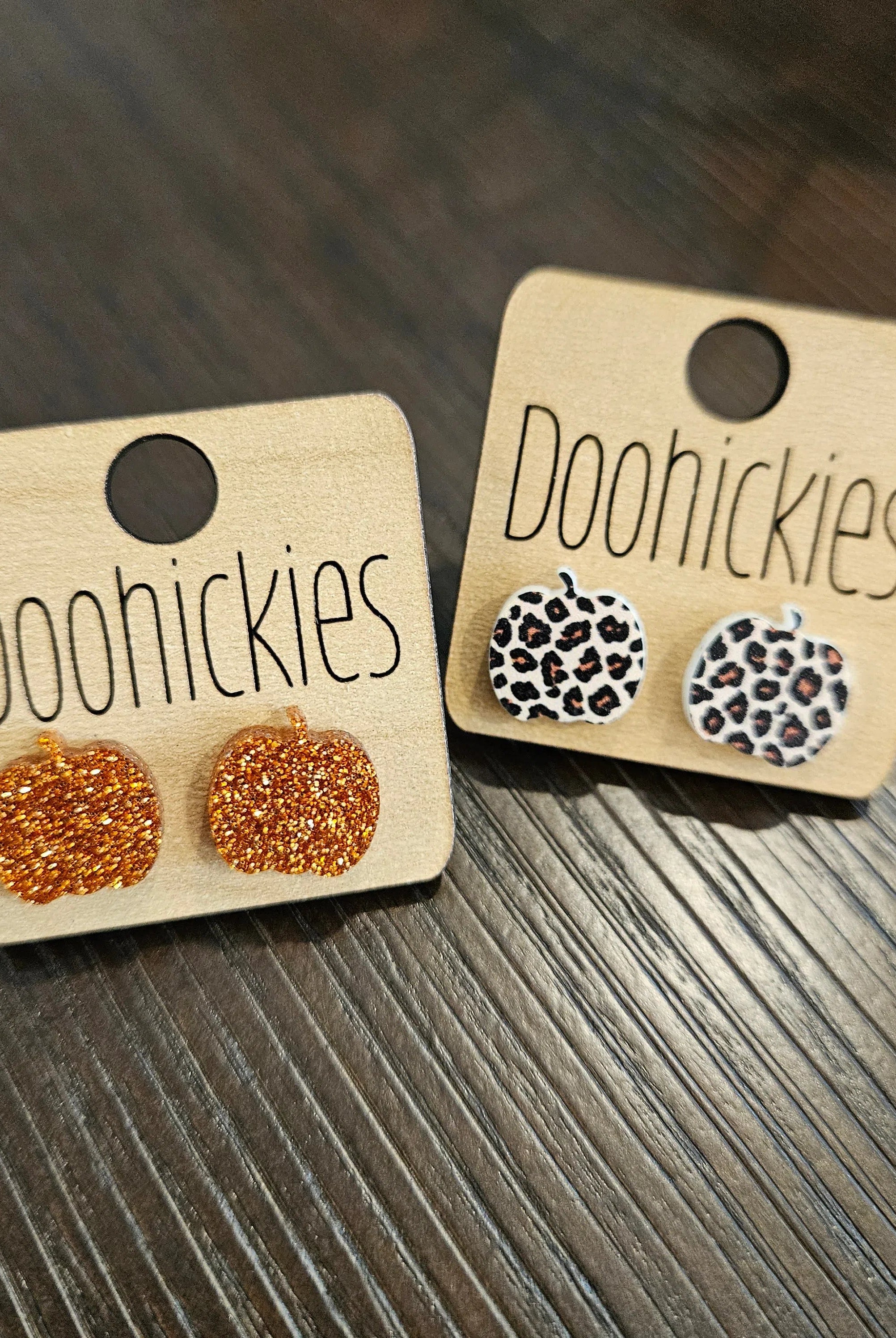 Shop Acrylic Pumpkin Earrings - Glitter or Leopard-Earrings at Ruby Joy Boutique, a Women's Clothing Store in Pickerington, Ohio