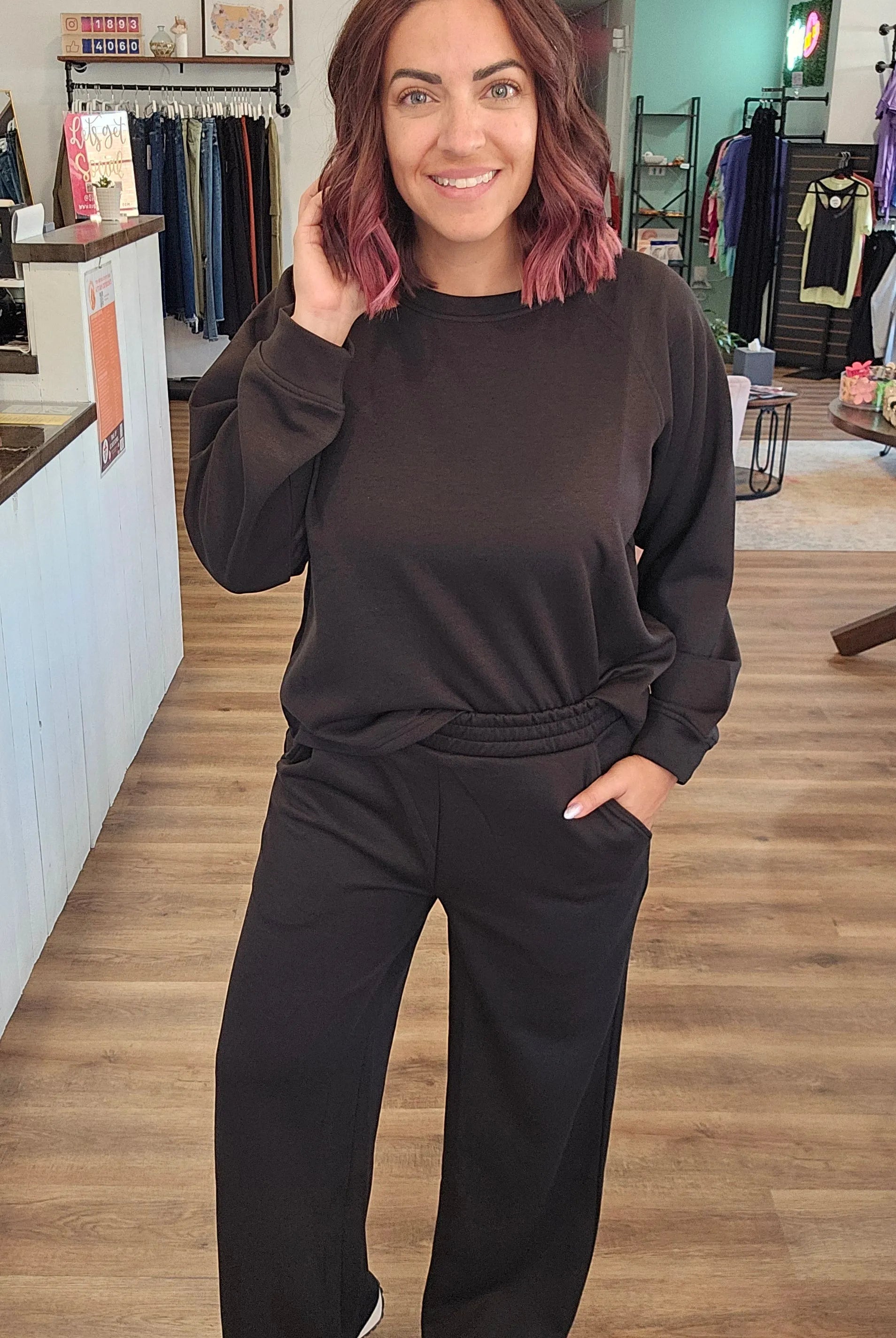 Shop All Day 2 Piece Scuba Set - Black- at Ruby Joy Boutique, a Women's Clothing Store in Pickerington, Ohio