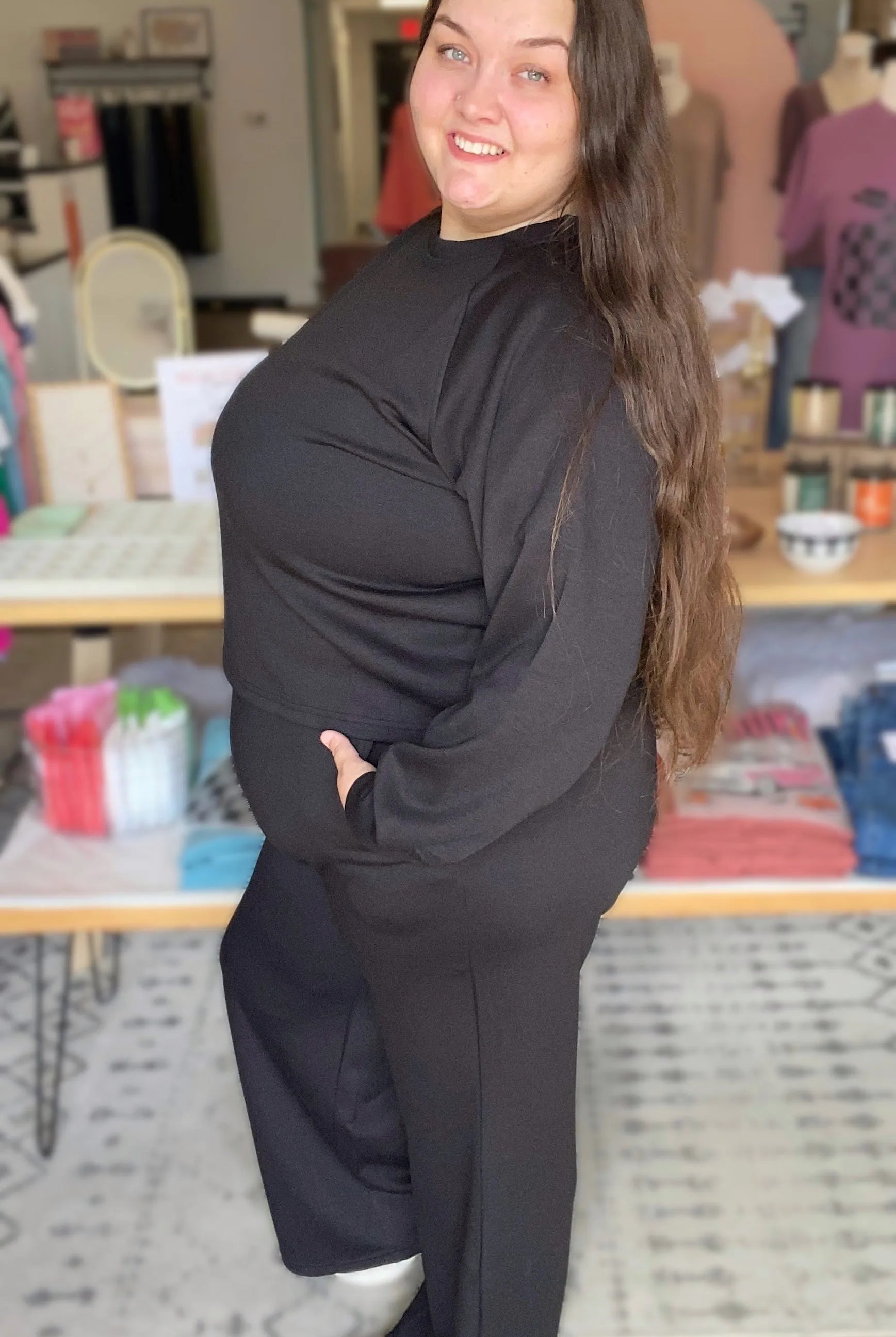 Shop All Day 2 Piece Scuba Set - Black- at Ruby Joy Boutique, a Women's Clothing Store in Pickerington, Ohio