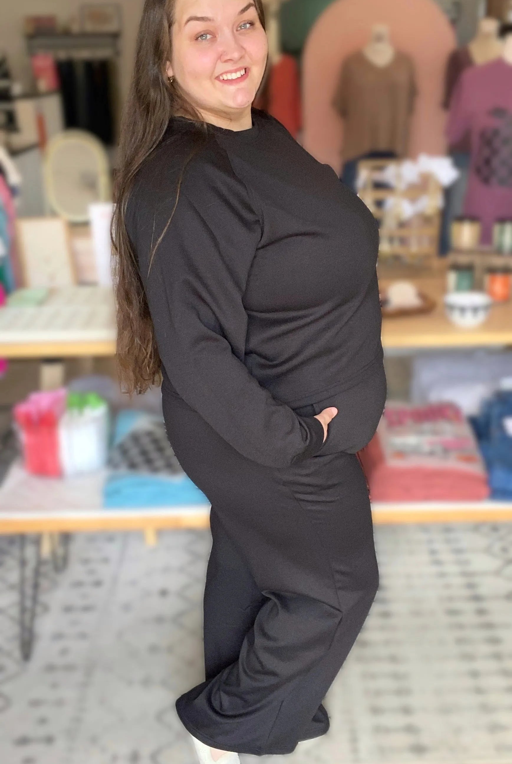 Shop All Day 2 Piece Scuba Set - Black- at Ruby Joy Boutique, a Women's Clothing Store in Pickerington, Ohio