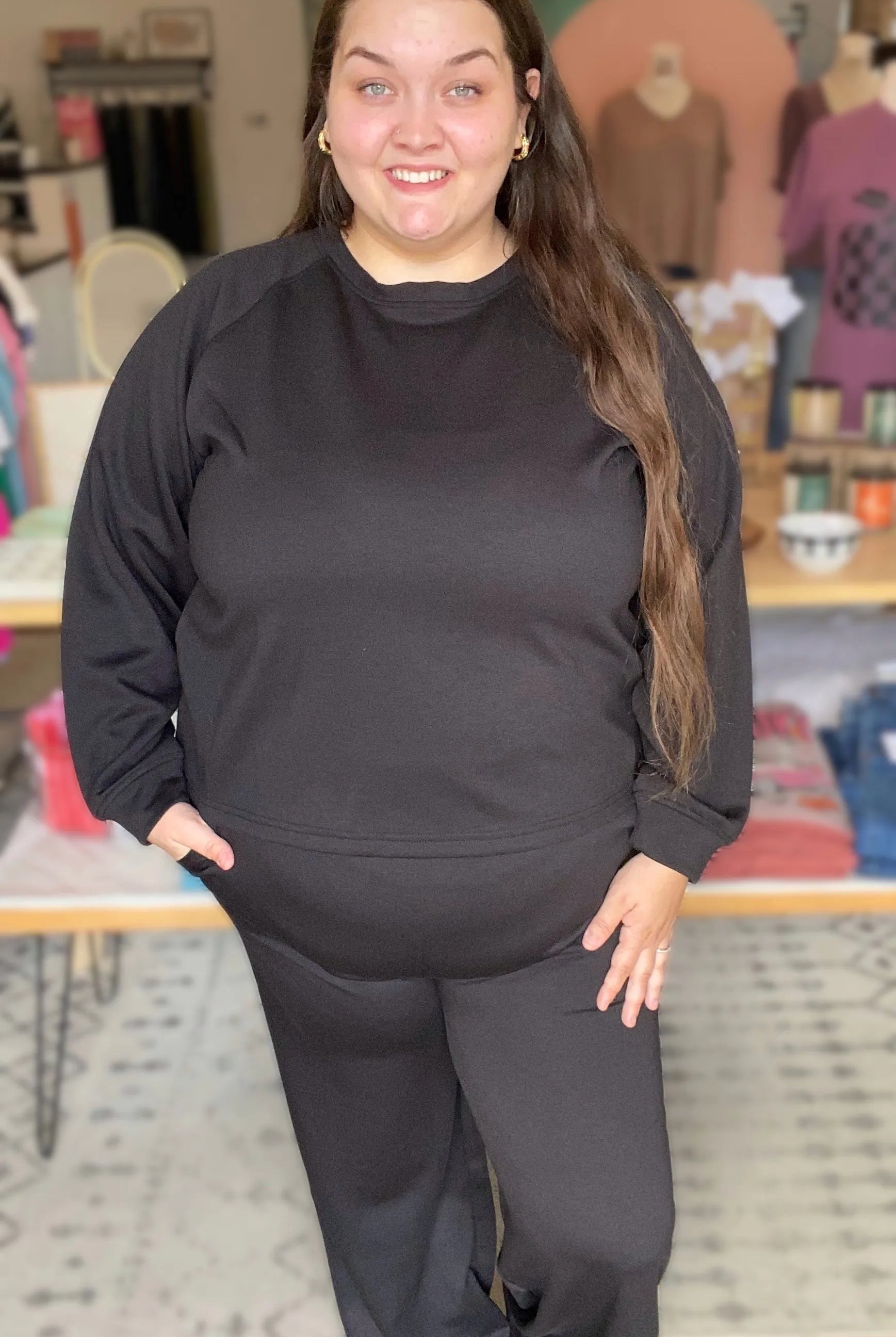 Shop All Day 2 Piece Scuba Set - Black-XL at Ruby Joy Boutique, a Women's Clothing Store in Pickerington, Ohio