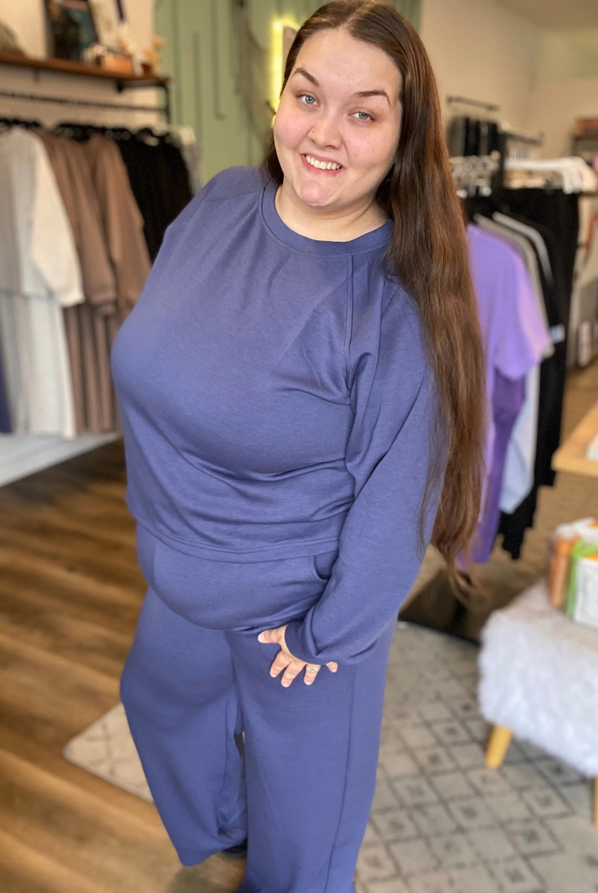 Shop All Day 2 Piece Scuba Set - Blue Indigo- at Ruby Joy Boutique, a Women's Clothing Store in Pickerington, Ohio