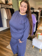 Shop All Day 2 Piece Scuba Set - Blue Indigo- at Ruby Joy Boutique, a Women's Clothing Store in Pickerington, Ohio
