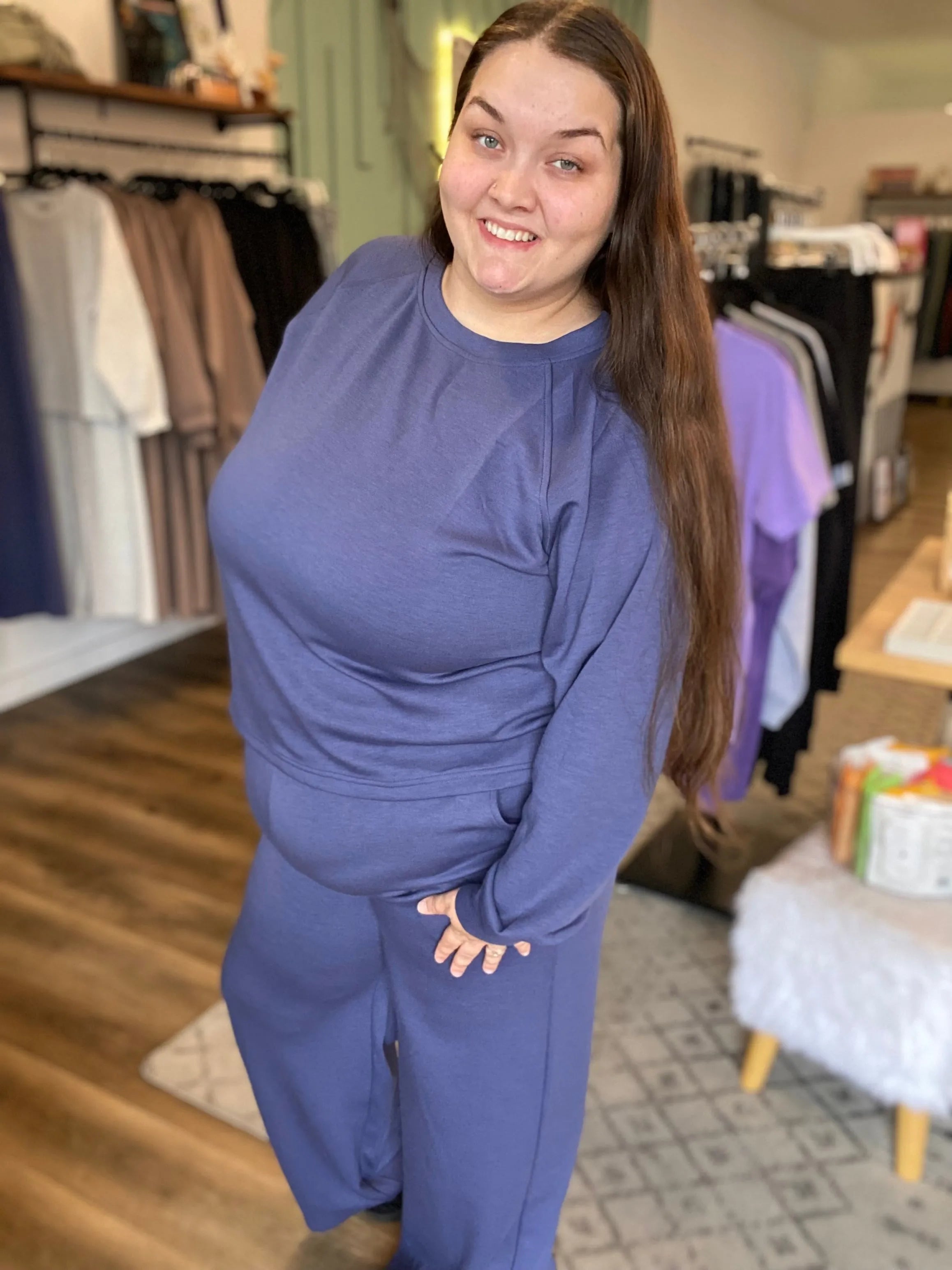 Shop All Day 2 Piece Scuba Set - Blue Indigo- at Ruby Joy Boutique, a Women's Clothing Store in Pickerington, Ohio
