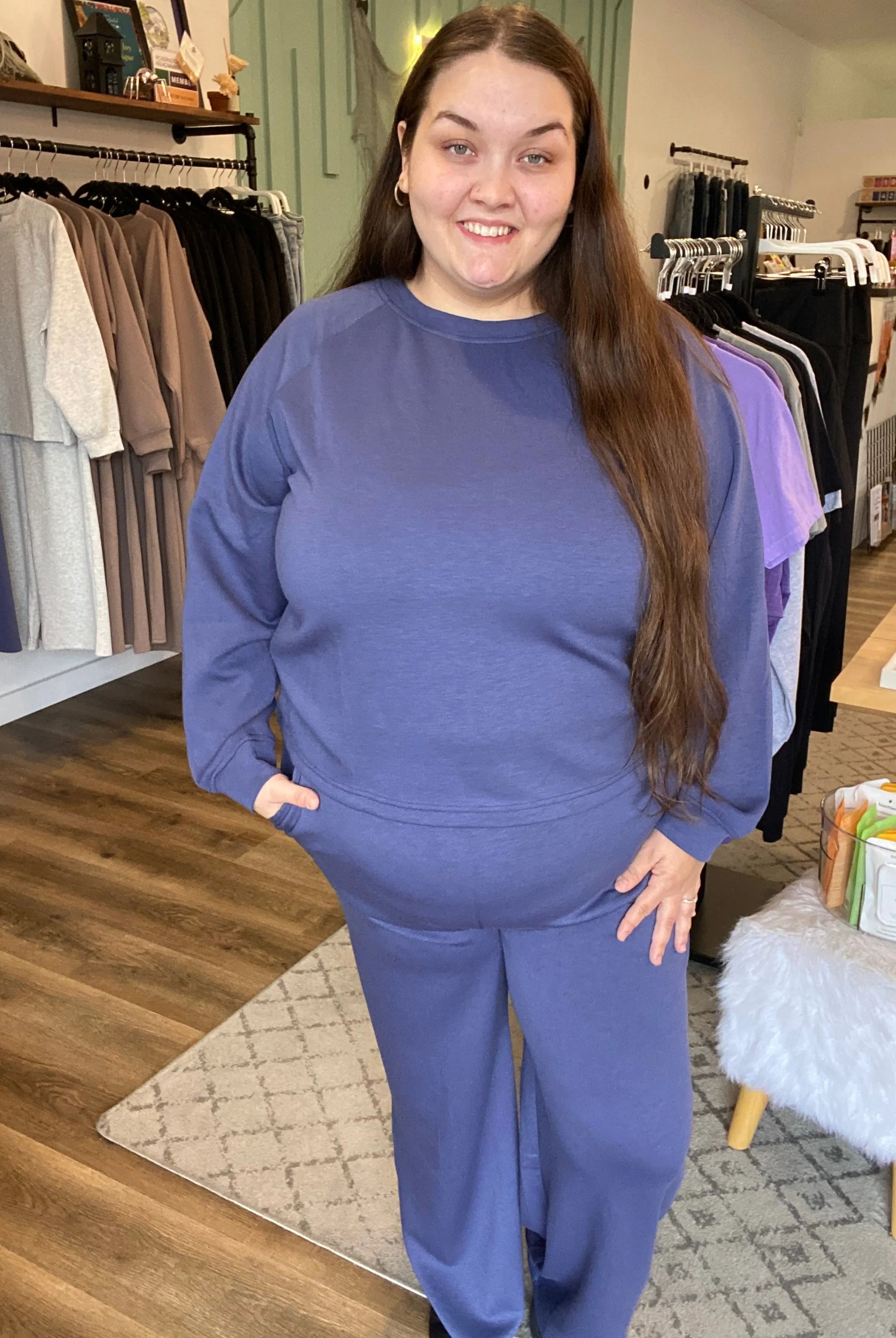 Shop All Day 2 Piece Scuba Set - Blue Indigo- at Ruby Joy Boutique, a Women's Clothing Store in Pickerington, Ohio