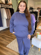 Shop All Day 2 Piece Scuba Set - Blue Indigo- at Ruby Joy Boutique, a Women's Clothing Store in Pickerington, Ohio