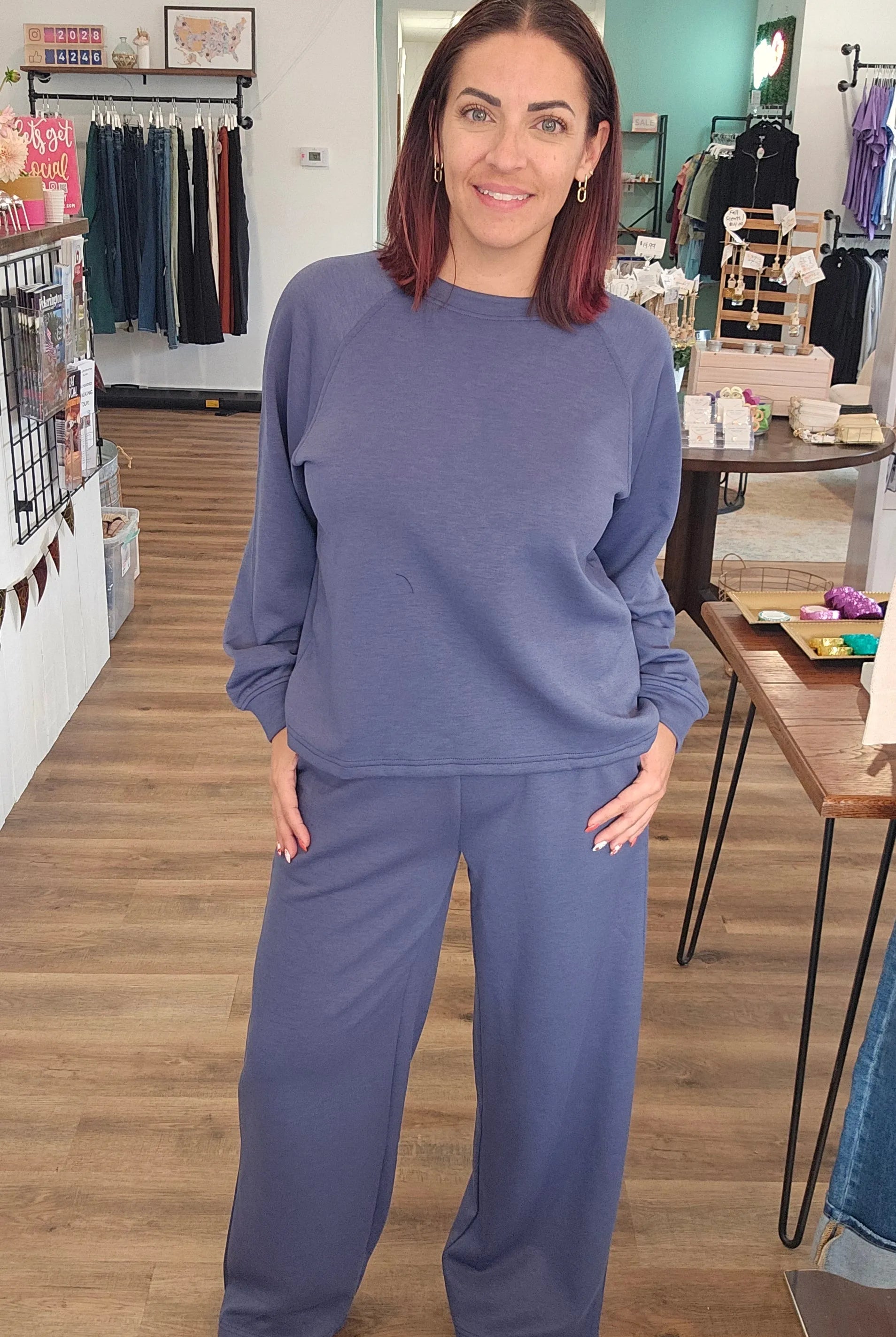 Shop All Day 2 Piece Scuba Set - Blue Indigo- at Ruby Joy Boutique, a Women's Clothing Store in Pickerington, Ohio