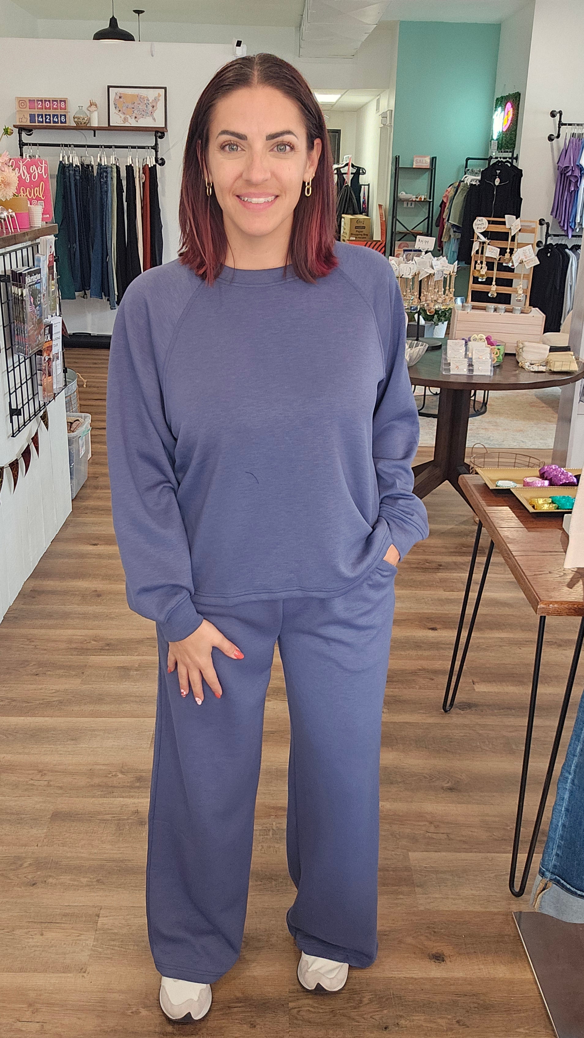 Shop All Day 2 Piece Scuba Set - Blue Indigo- at Ruby Joy Boutique, a Women's Clothing Store in Pickerington, Ohio