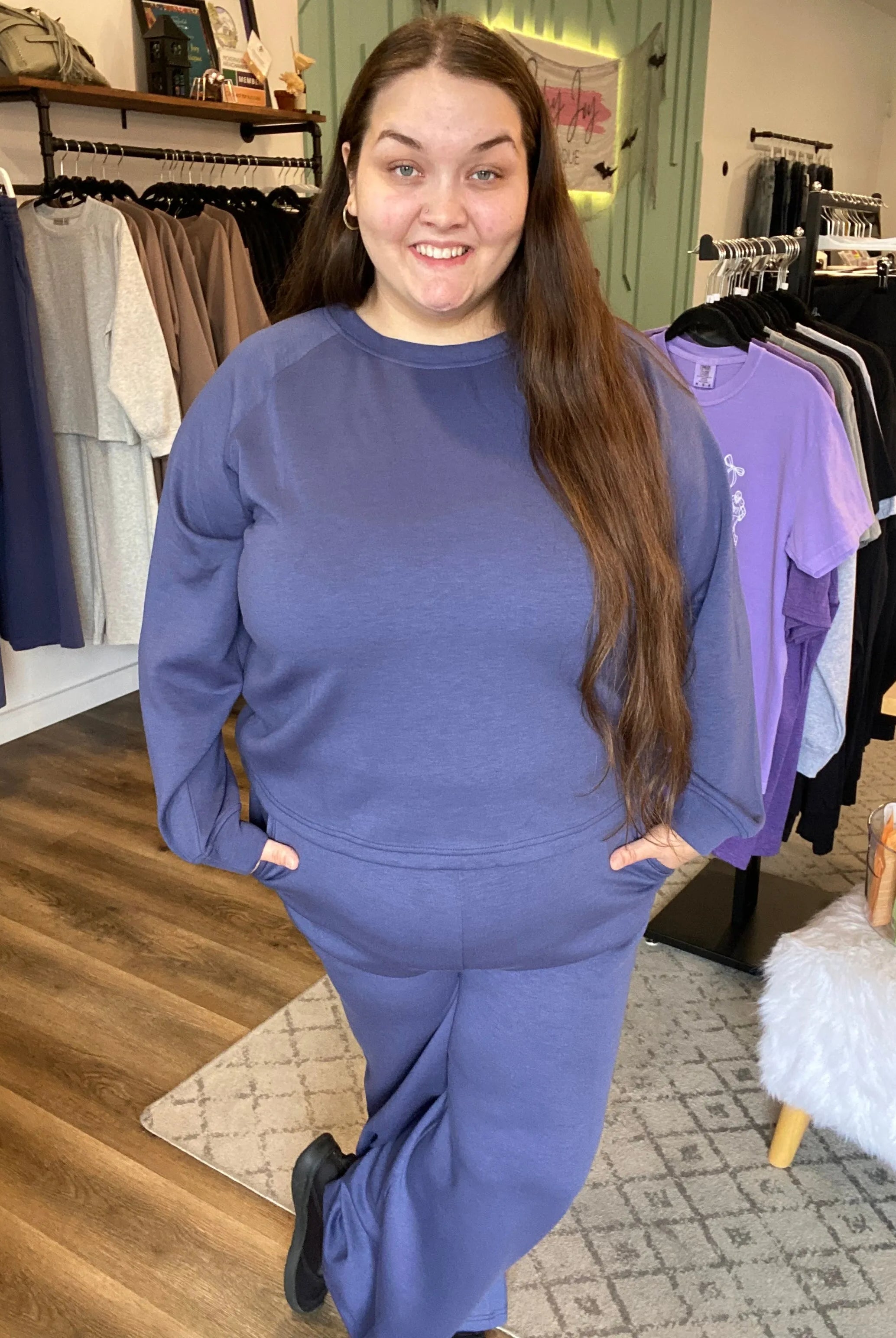 Shop All Day 2 Piece Scuba Set - Blue Indigo- at Ruby Joy Boutique, a Women's Clothing Store in Pickerington, Ohio