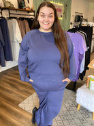 Shop All Day 2 Piece Scuba Set - Blue Indigo- at Ruby Joy Boutique, a Women's Clothing Store in Pickerington, Ohio