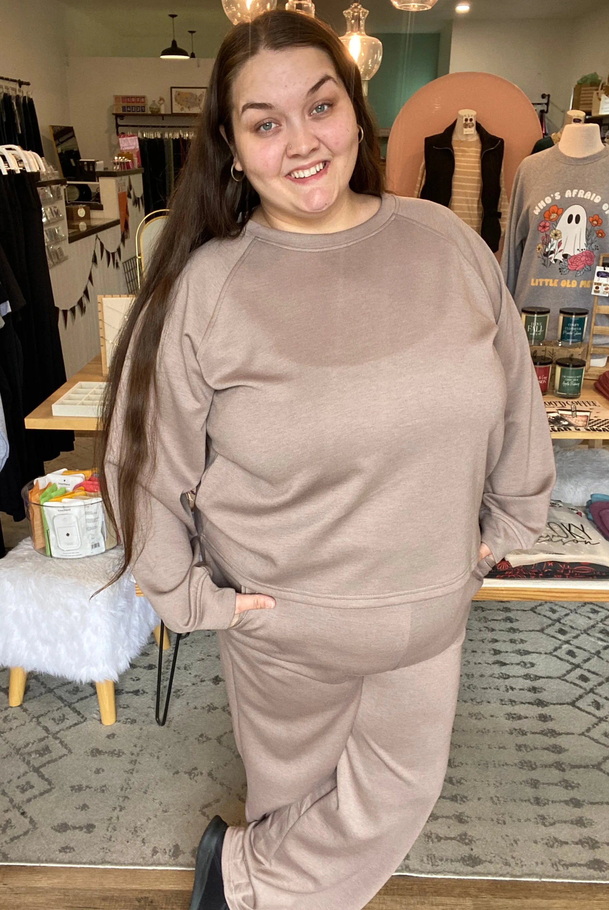 Shop All Day 2 Piece Scuba Set - Cocoa- at Ruby Joy Boutique, a Women's Clothing Store in Pickerington, Ohio