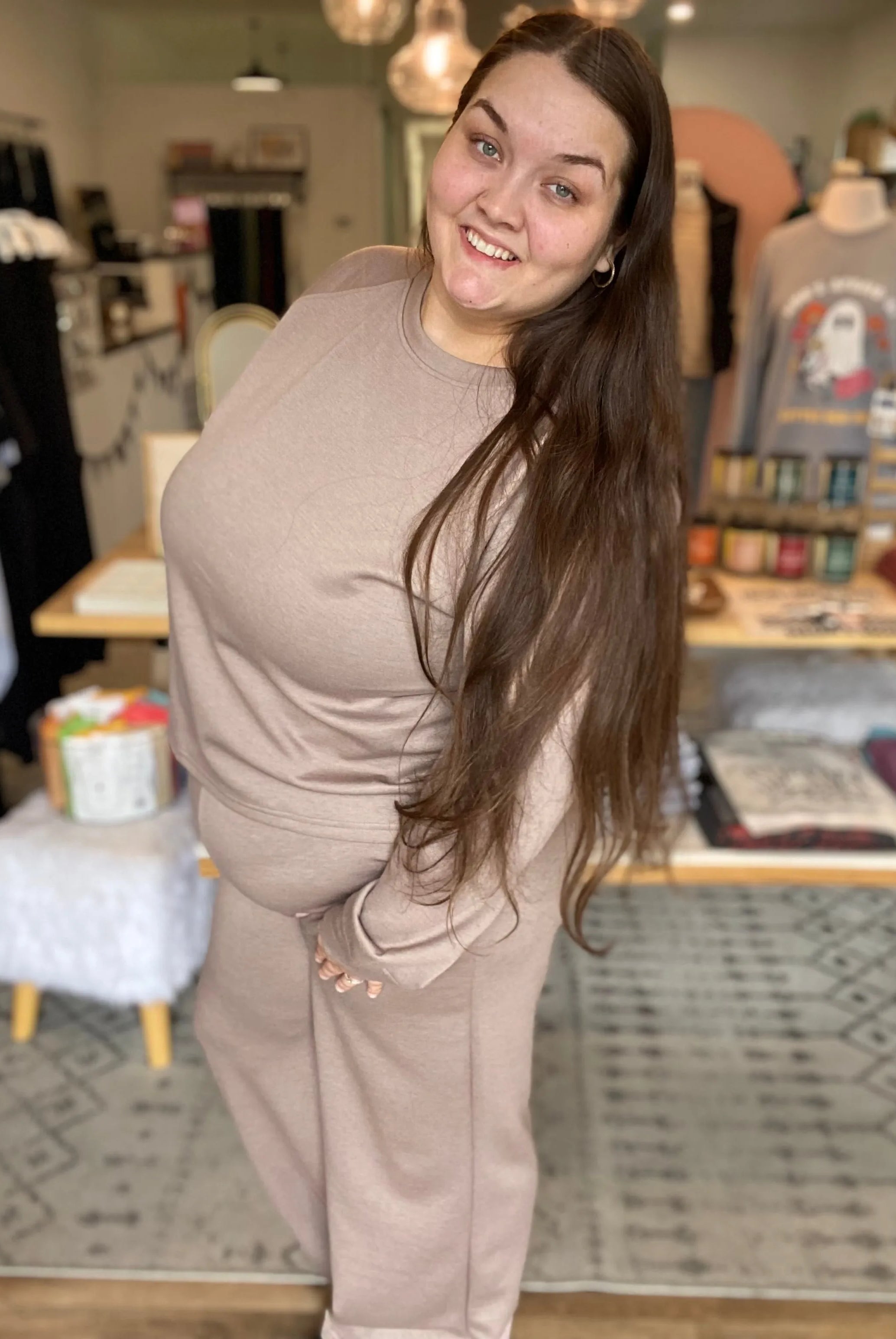 Shop All Day 2 Piece Scuba Set - Cocoa- at Ruby Joy Boutique, a Women's Clothing Store in Pickerington, Ohio