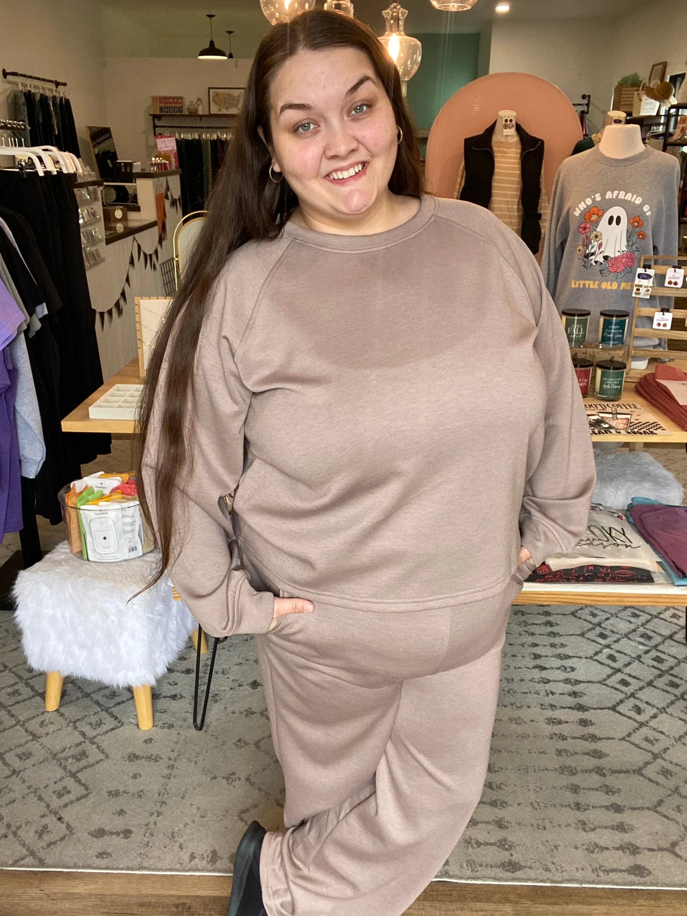 Shop All Day 2 Piece Scuba Set - Cocoa- at Ruby Joy Boutique, a Women's Clothing Store in Pickerington, Ohio