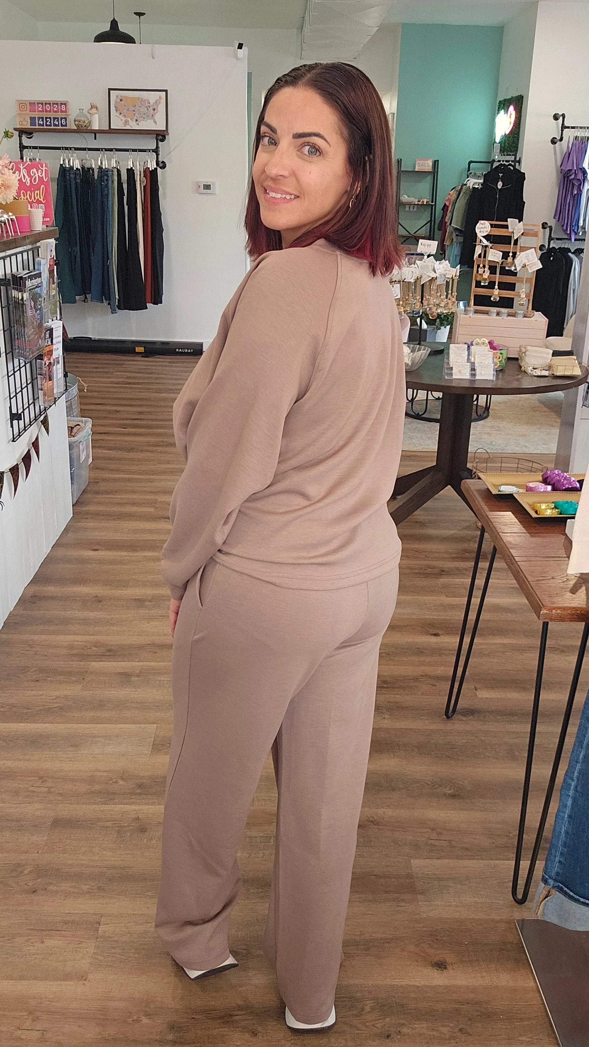 Shop All Day 2 Piece Scuba Set - Cocoa- at Ruby Joy Boutique, a Women's Clothing Store in Pickerington, Ohio