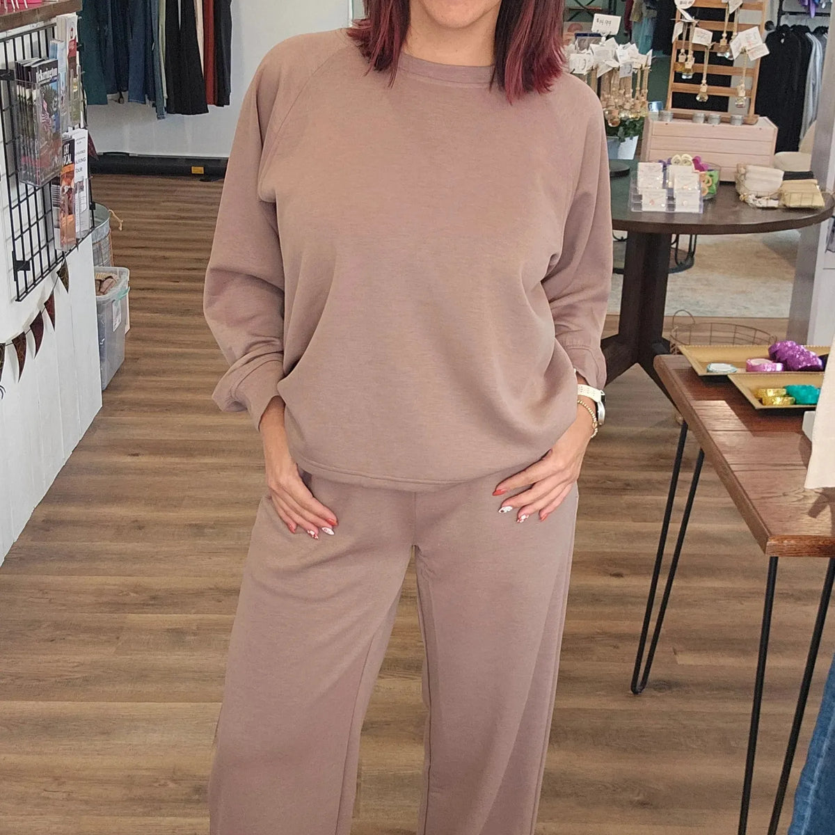 Shop All Day 2 Piece Scuba Set - Cocoa- at Ruby Joy Boutique, a Women's Clothing Store in Pickerington, Ohio