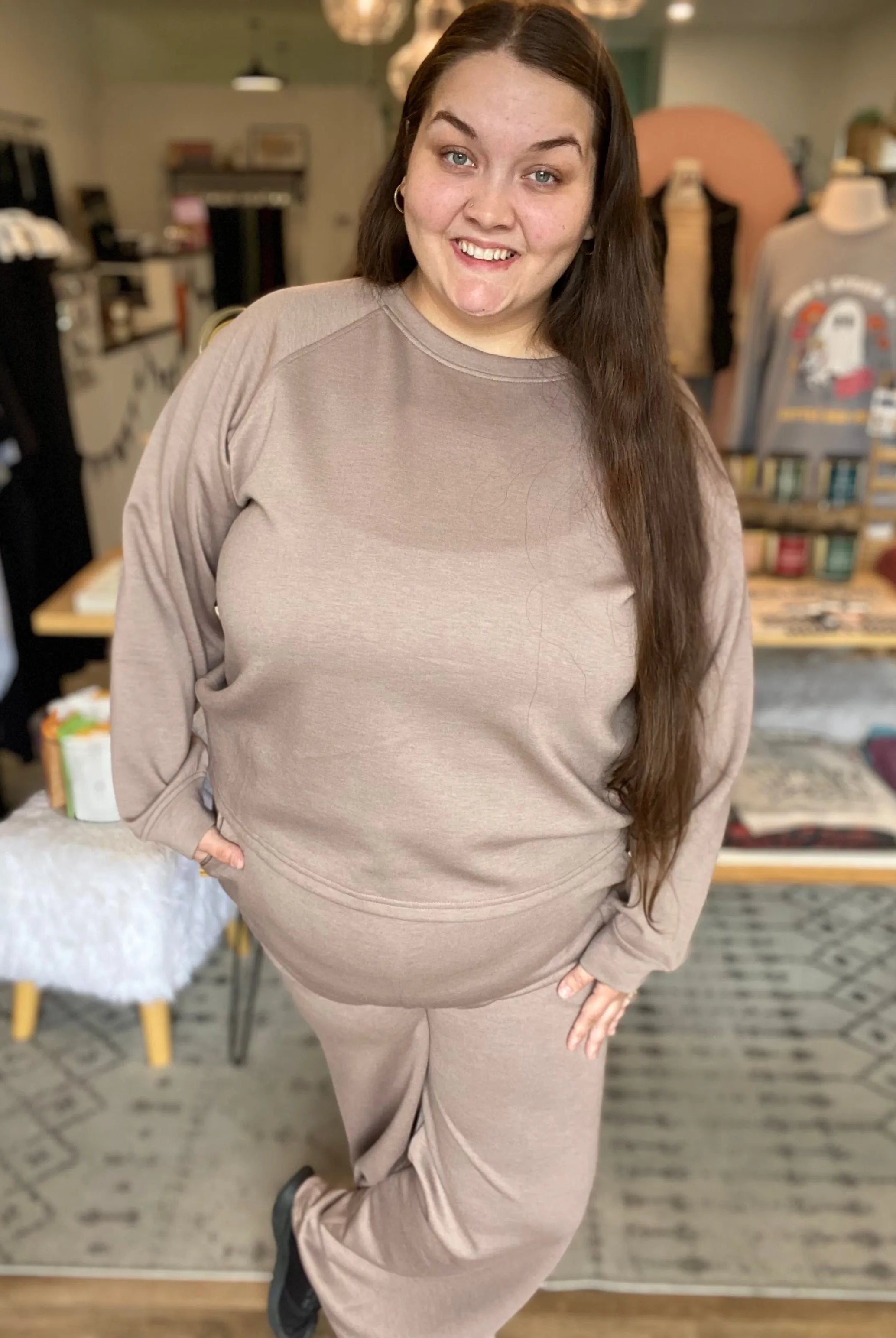 Shop All Day 2 Piece Scuba Set - Cocoa- at Ruby Joy Boutique, a Women's Clothing Store in Pickerington, Ohio