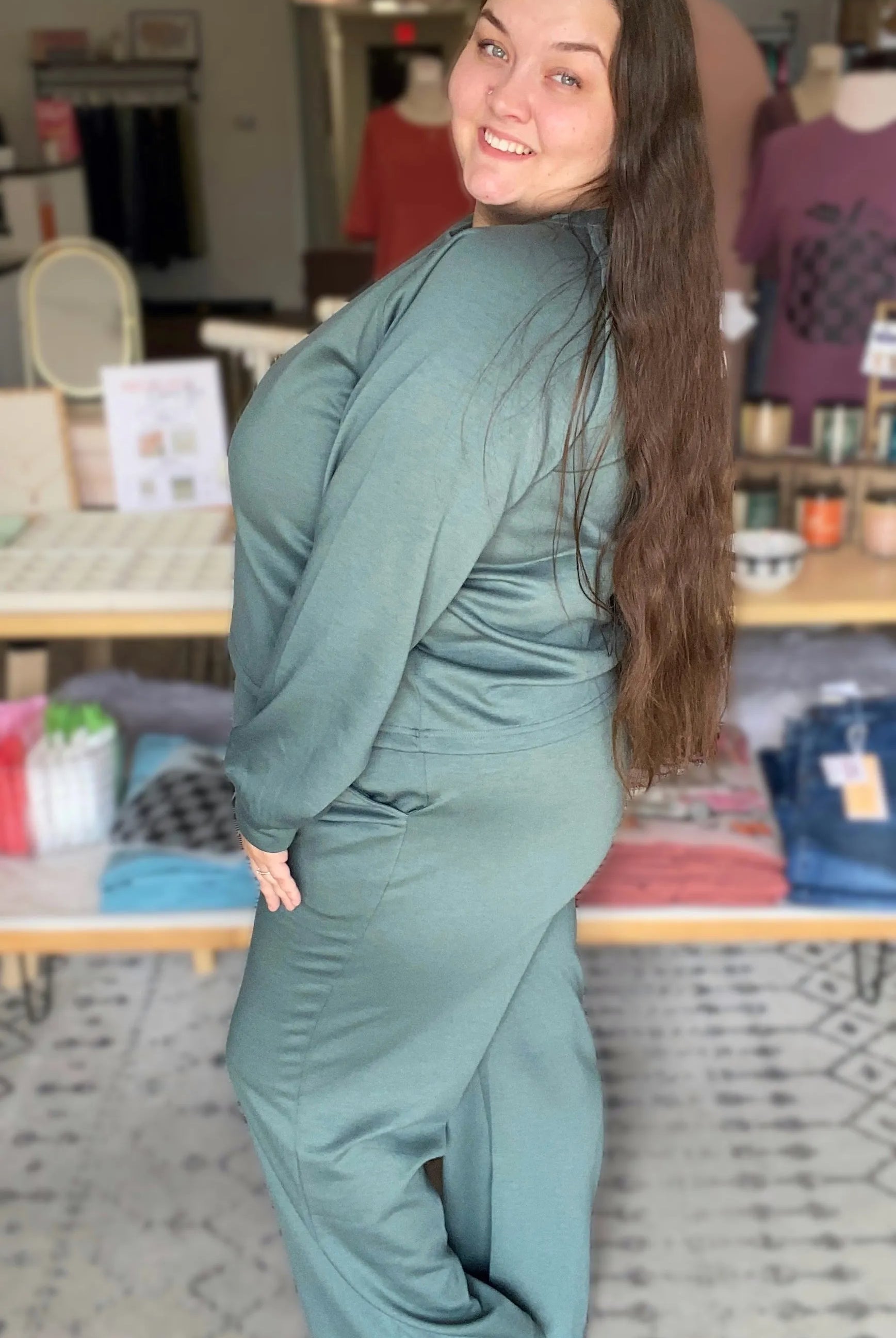 Shop All Day 2 Piece Scuba Set - Forest Green- at Ruby Joy Boutique, a Women's Clothing Store in Pickerington, Ohio