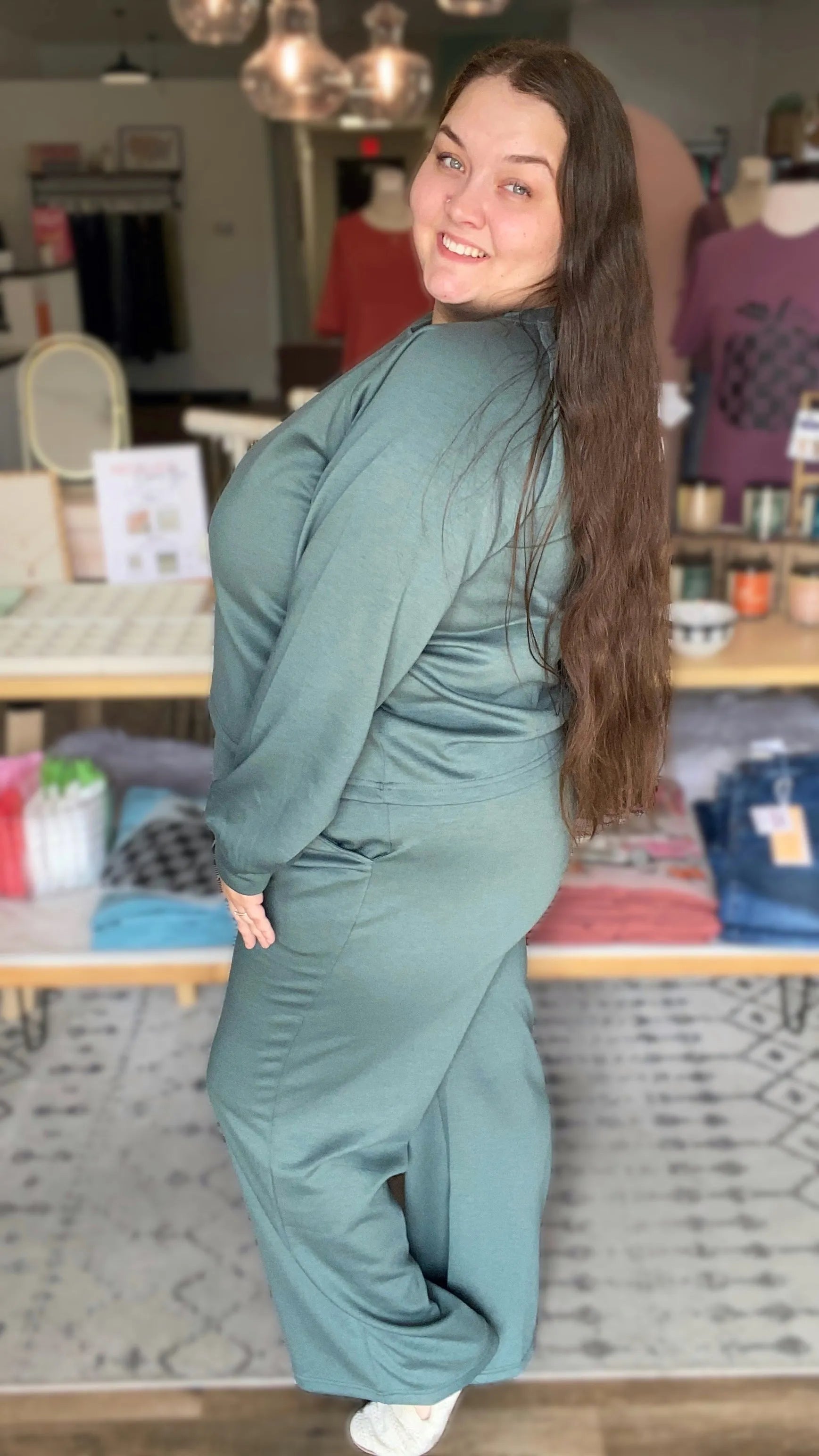 Shop All Day 2 Piece Scuba Set - Forest Green- at Ruby Joy Boutique, a Women's Clothing Store in Pickerington, Ohio