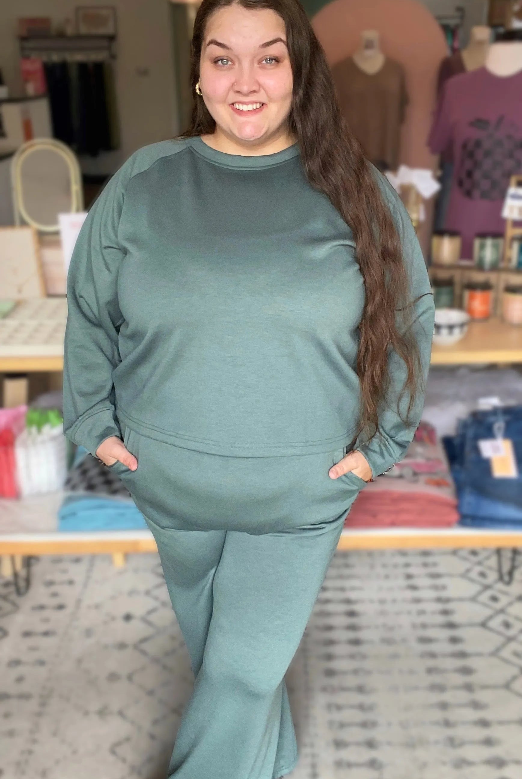 Shop All Day 2 Piece Scuba Set - Forest Green- at Ruby Joy Boutique, a Women's Clothing Store in Pickerington, Ohio