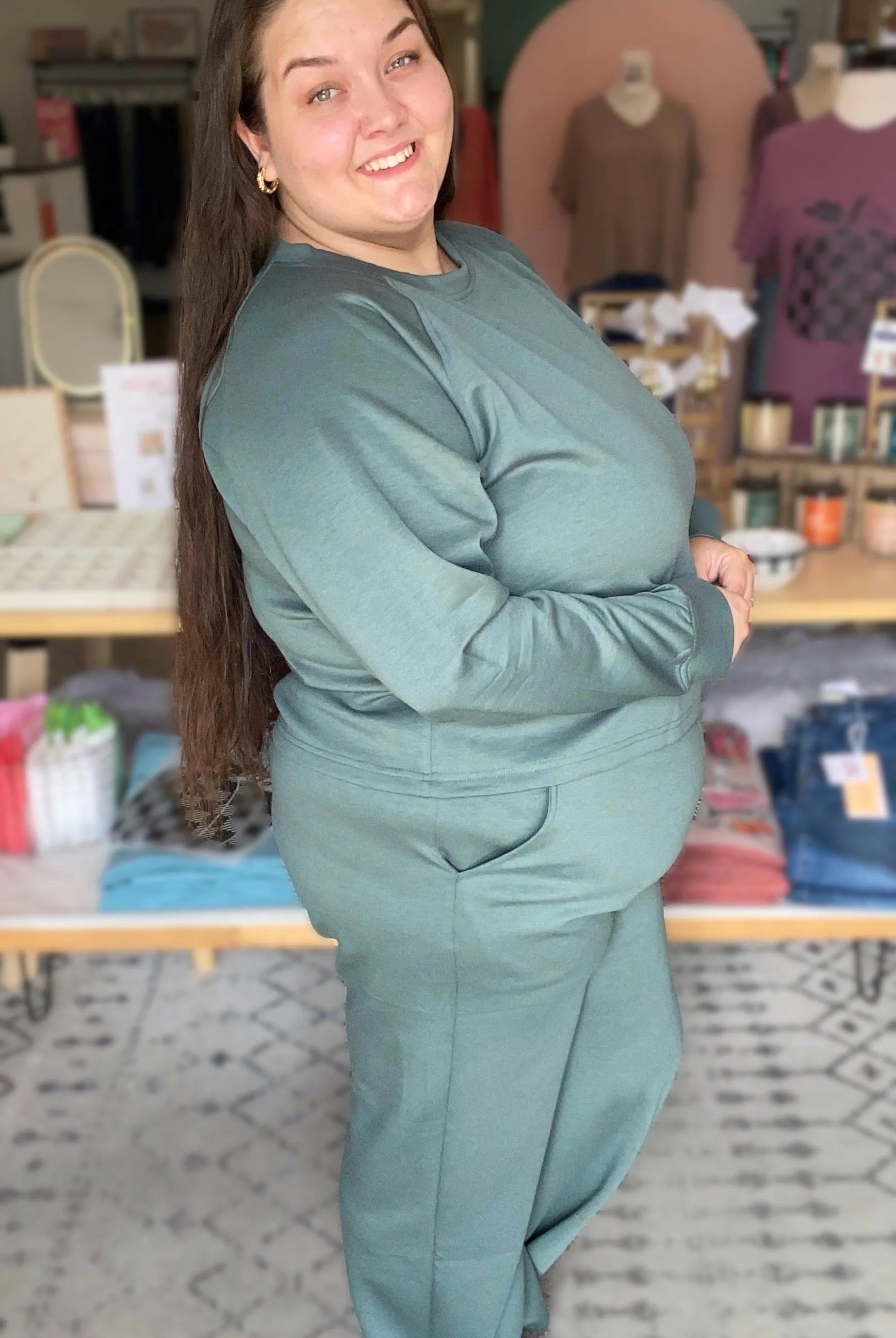 Shop All Day 2 Piece Scuba Set - Forest Green- at Ruby Joy Boutique, a Women's Clothing Store in Pickerington, Ohio