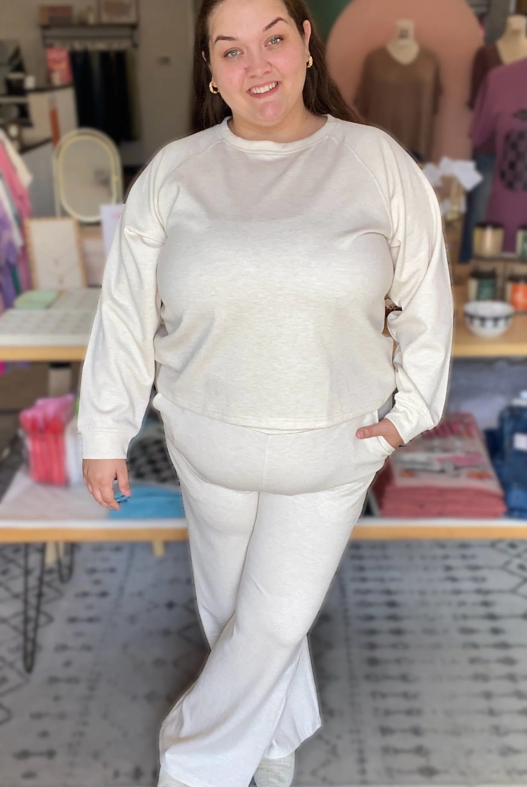Shop All Day 2 Piece Scuba Set - Heather Beige- at Ruby Joy Boutique, a Women's Clothing Store in Pickerington, Ohio