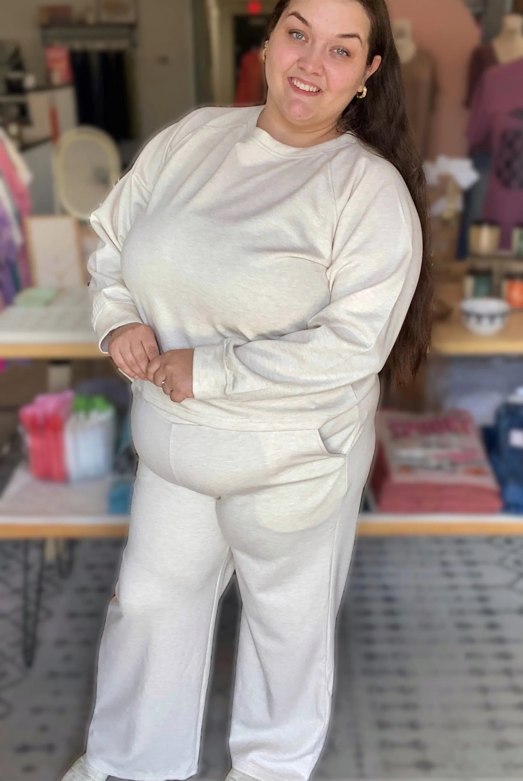Shop All Day 2 Piece Scuba Set - Heather Beige- at Ruby Joy Boutique, a Women's Clothing Store in Pickerington, Ohio