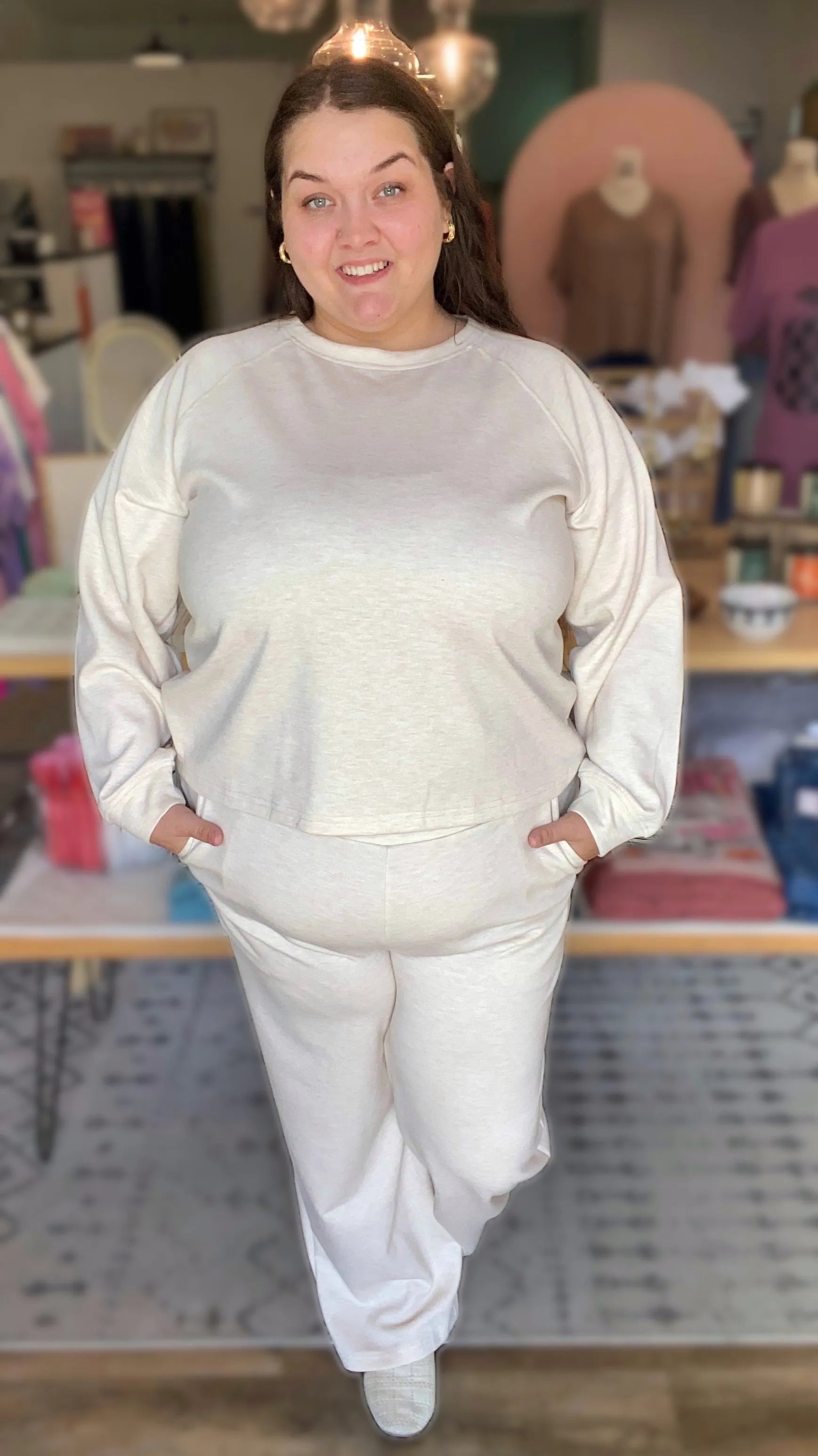 Shop All Day 2 Piece Scuba Set - Heather Beige- at Ruby Joy Boutique, a Women's Clothing Store in Pickerington, Ohio