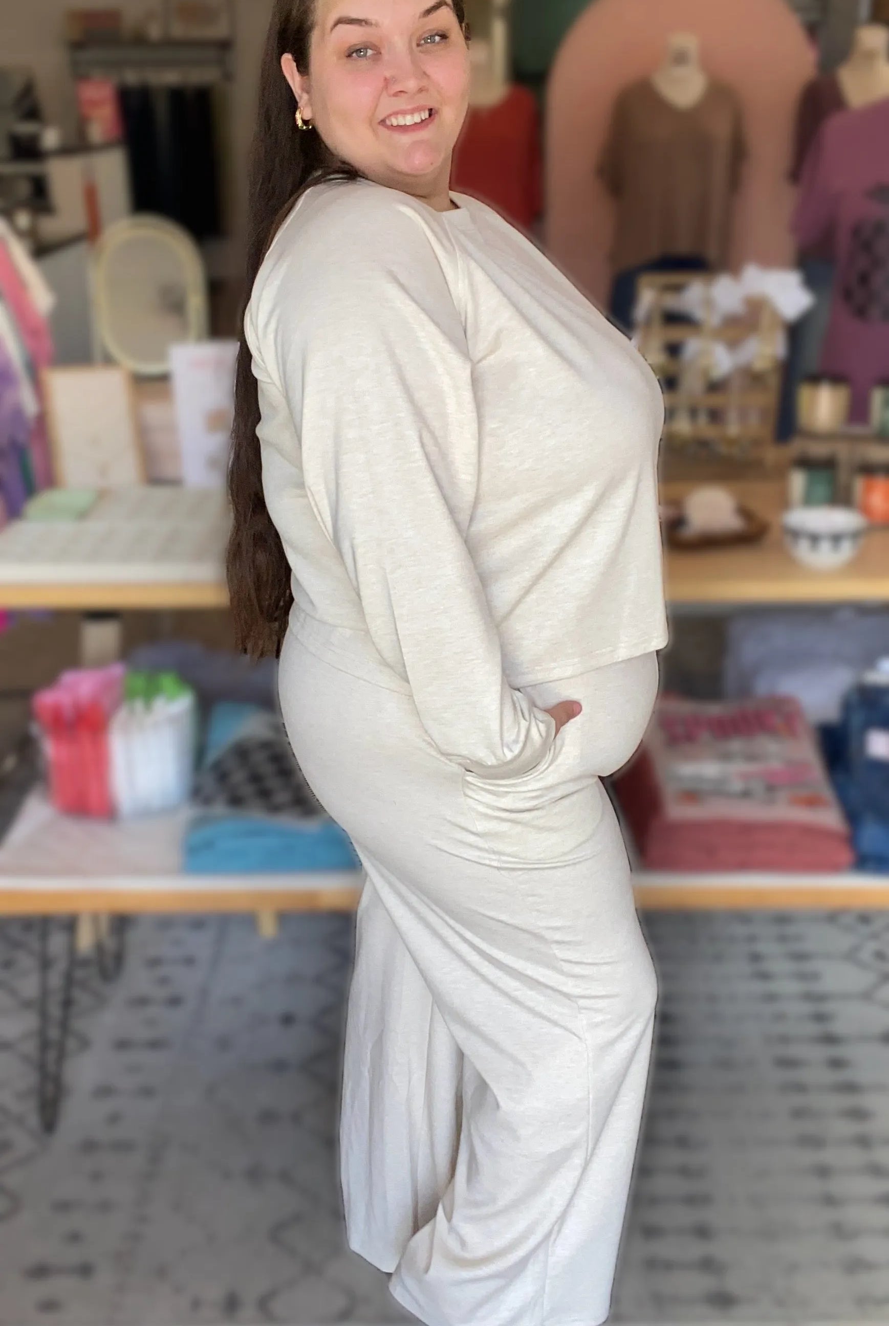 Shop All Day 2 Piece Scuba Set - Heather Beige-XL at Ruby Joy Boutique, a Women's Clothing Store in Pickerington, Ohio