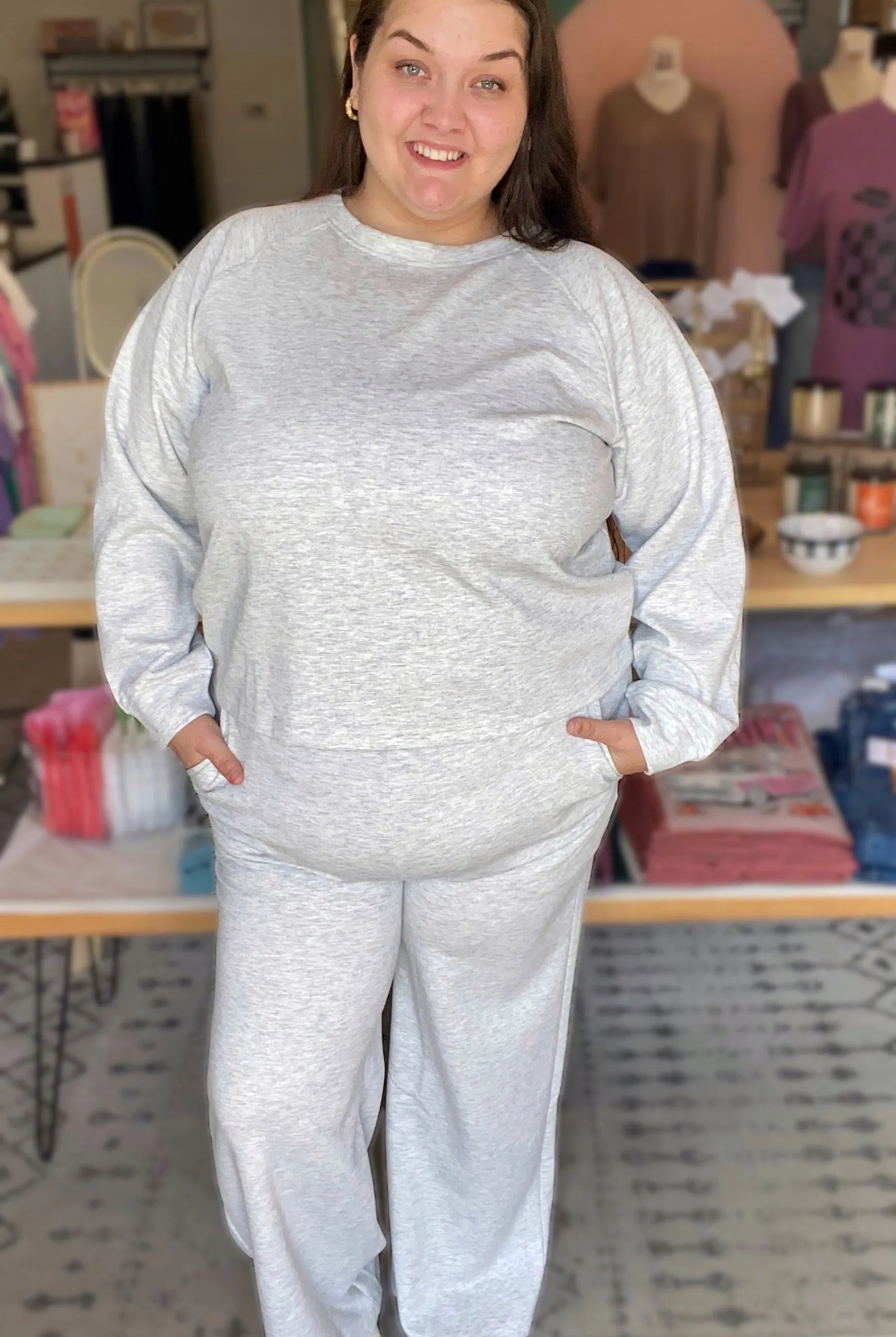 Shop All Day 2 Piece Scuba Set - Heather Gray-XL at Ruby Joy Boutique, a Women's Clothing Store in Pickerington, Ohio