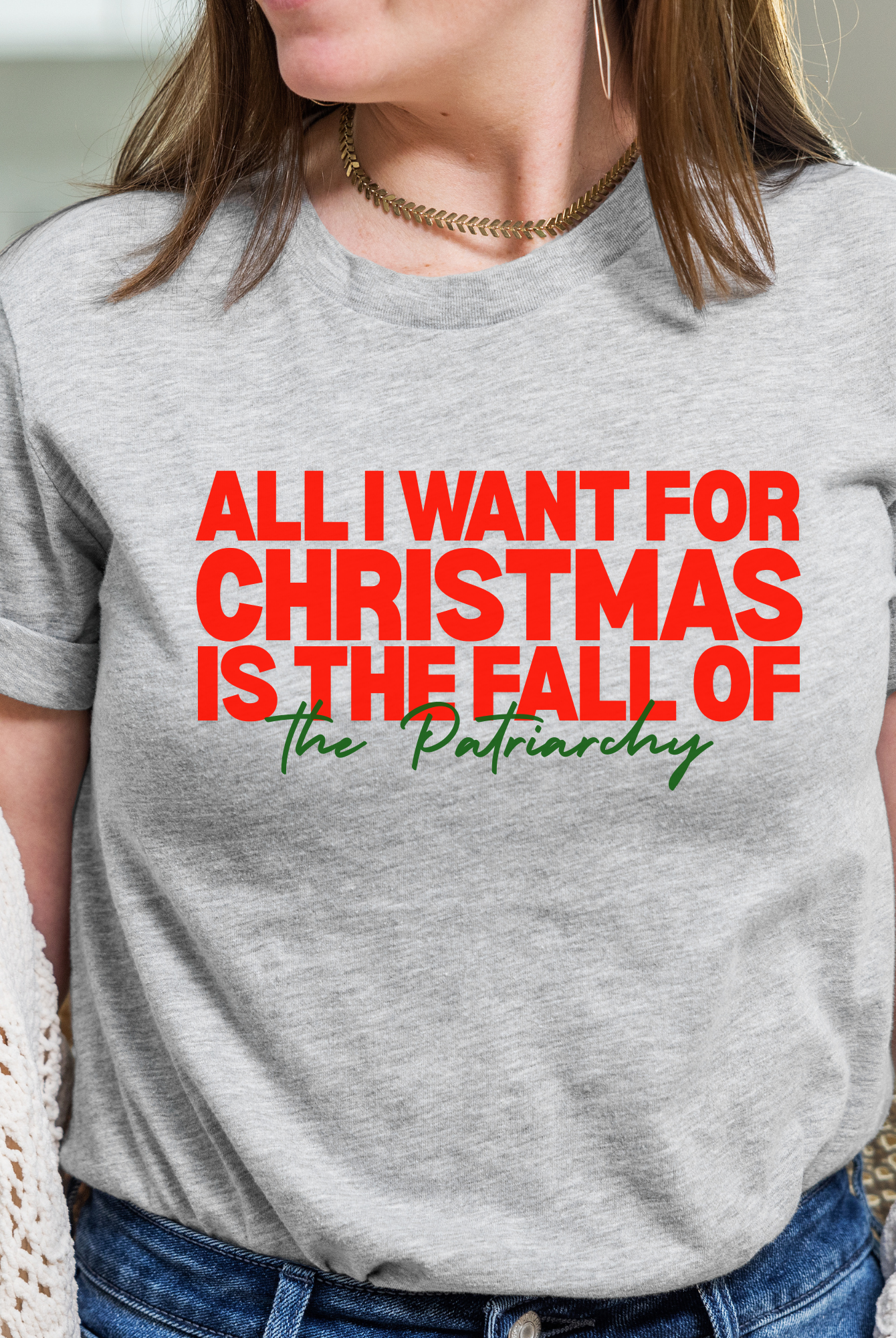 Shop All I Want For Christmas is The Fall of The Patriarchy Graphic Top- at Ruby Joy Boutique, a Women's Clothing Store in Pickerington, Ohio