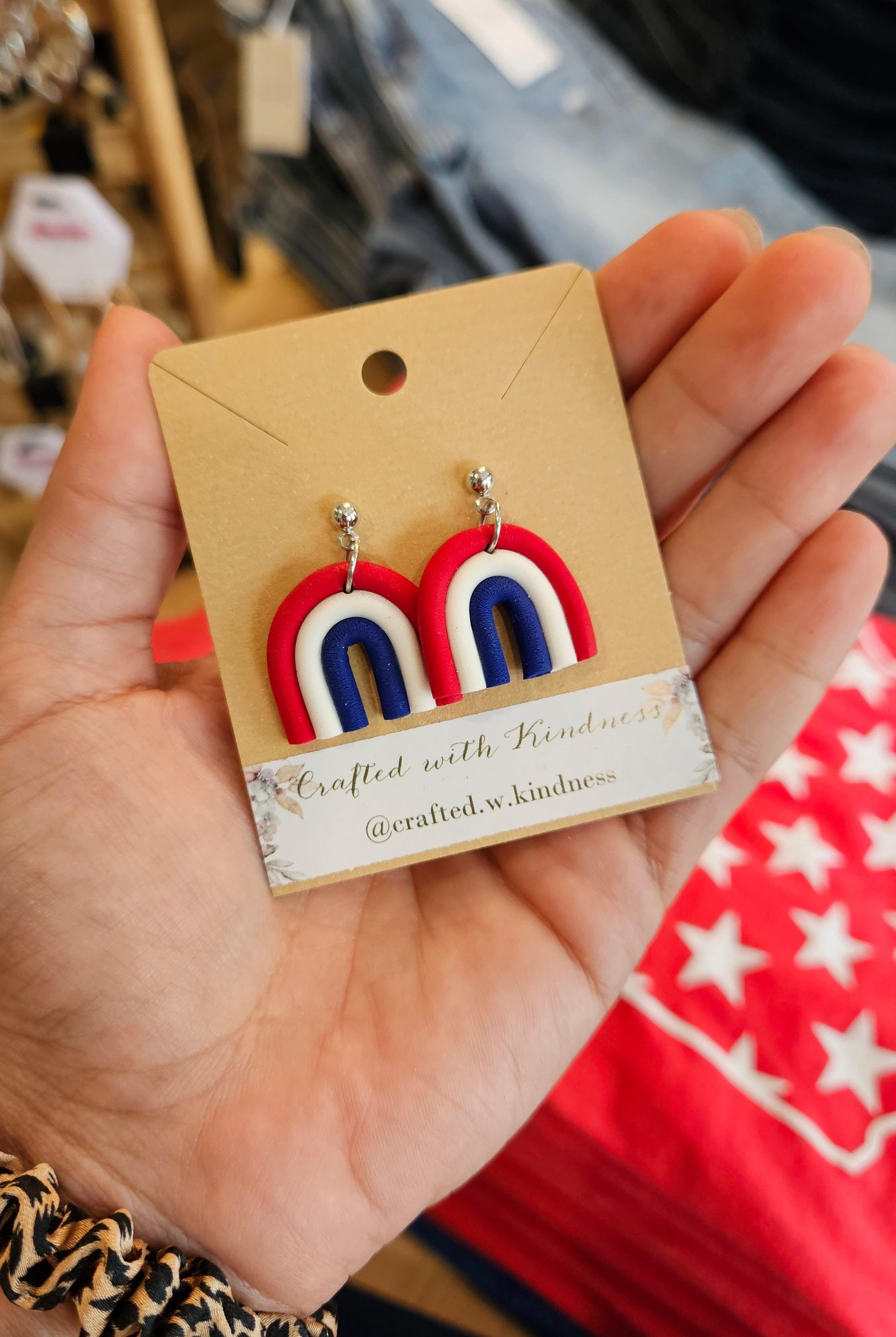 Shop Americana Rainbow Arch Earrings-Earrings at Ruby Joy Boutique, a Women's Clothing Store in Pickerington, Ohio