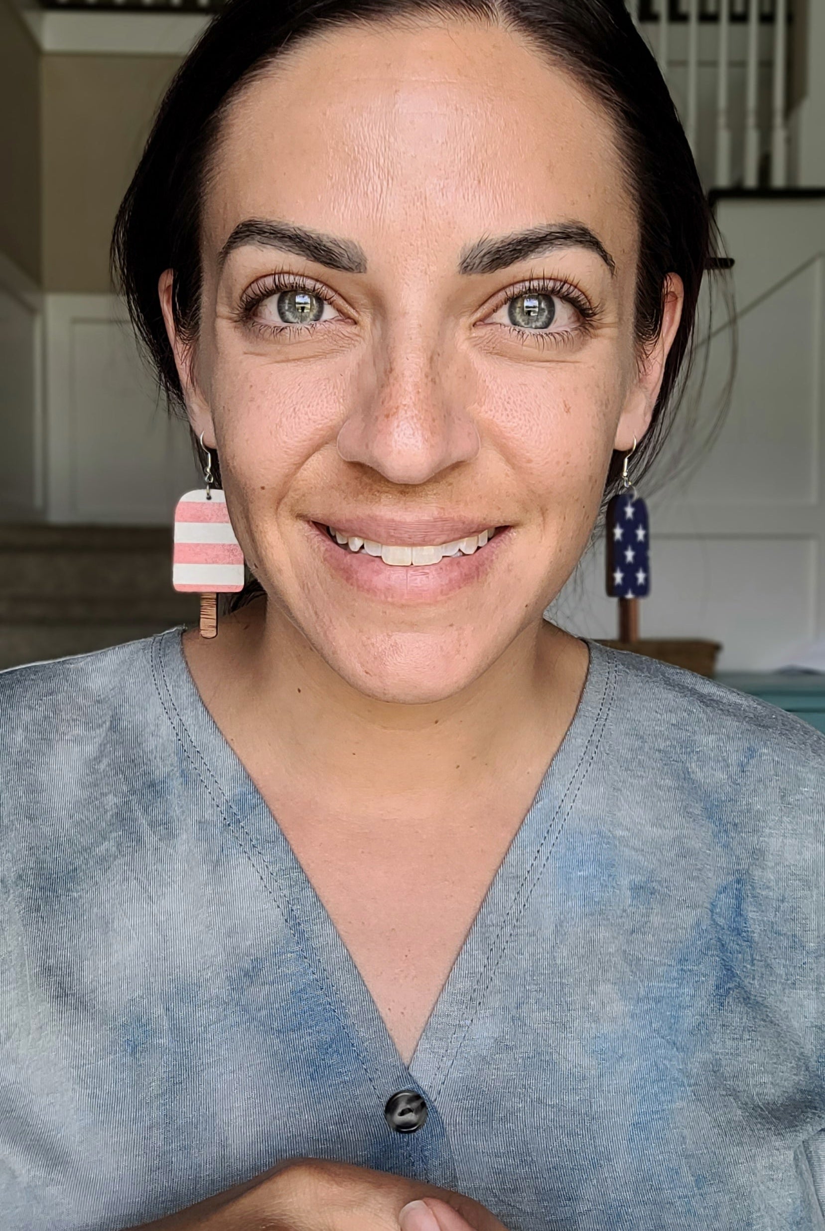 Shop Americana Stars & Stripes Flag Popsicle Dangles-Earrings at Ruby Joy Boutique, a Women's Clothing Store in Pickerington, Ohio